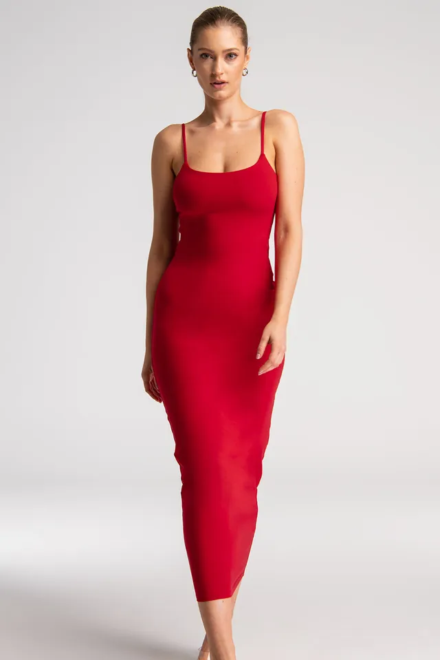Nudyess Soleil sukienka maxi Red dopasowana