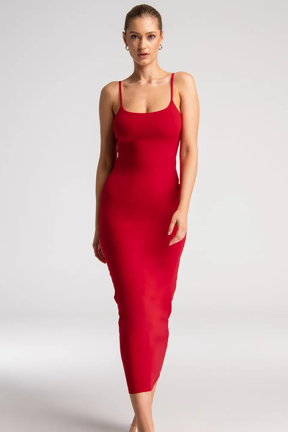 Nudyess Soleil sukienka maxi Red dopasowana