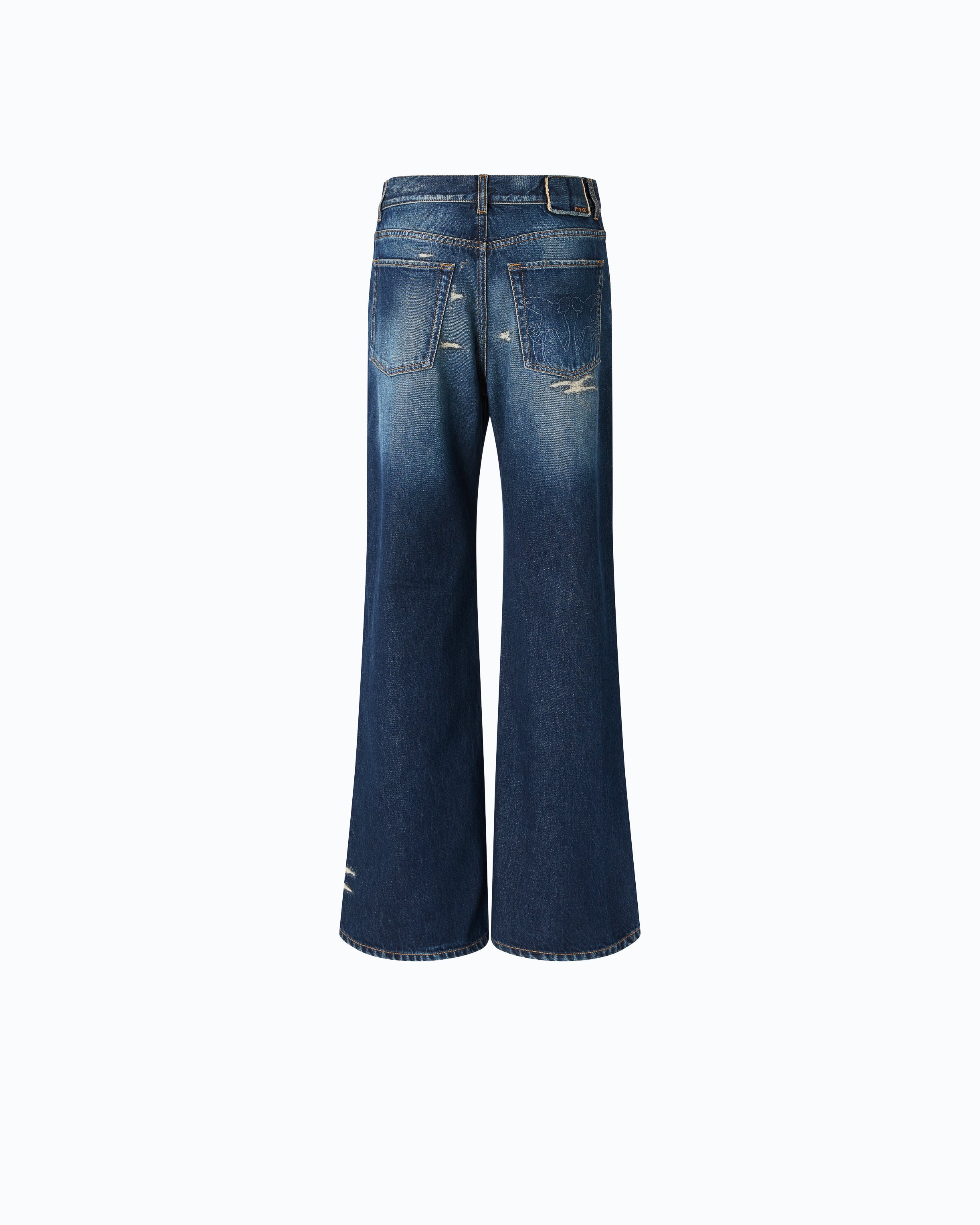Pinko Wanda Wide Leg jeans jasnoniebieskie z przetarciami