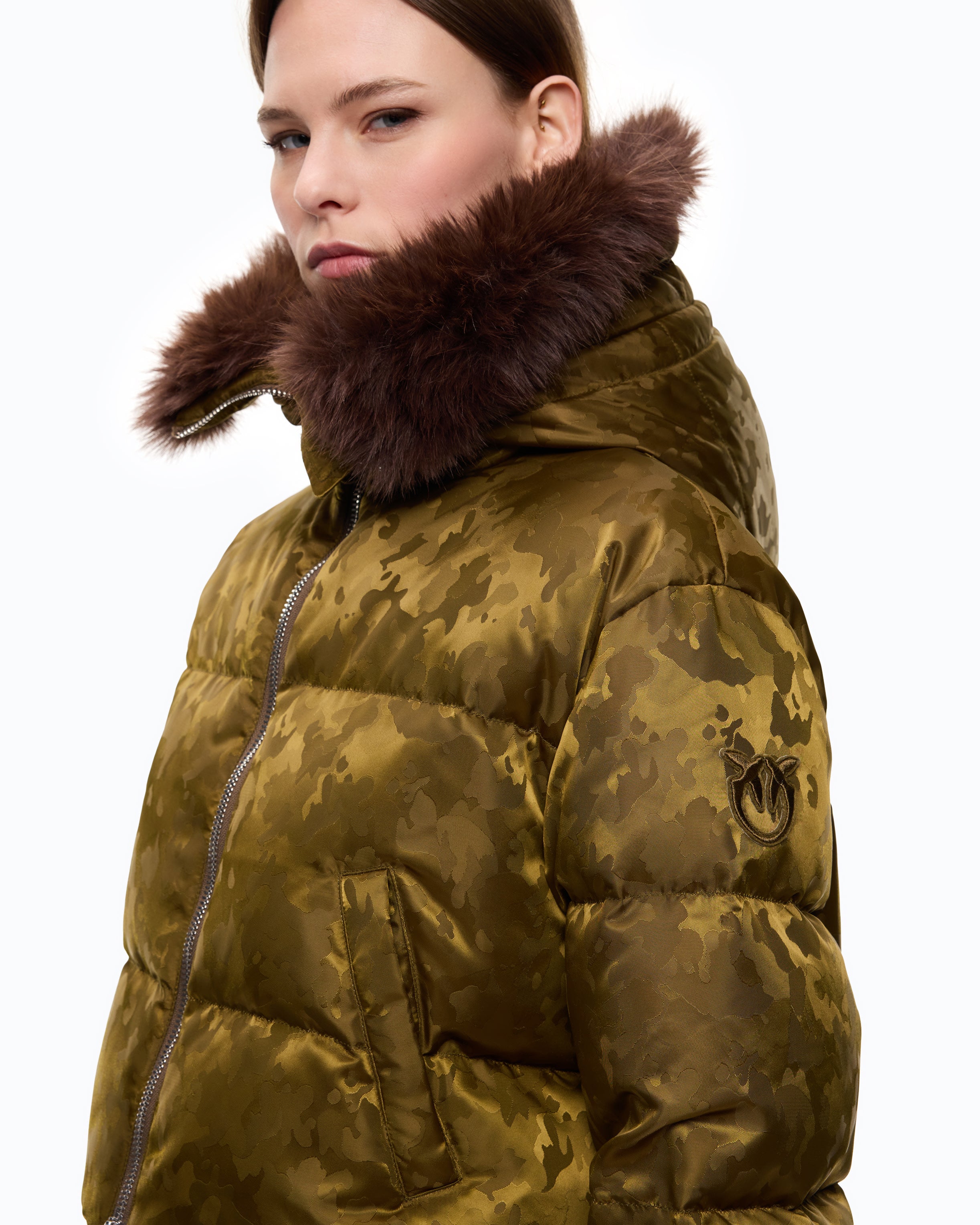 Pinko Piastraia Padded Jacket kurtka puchowa moro