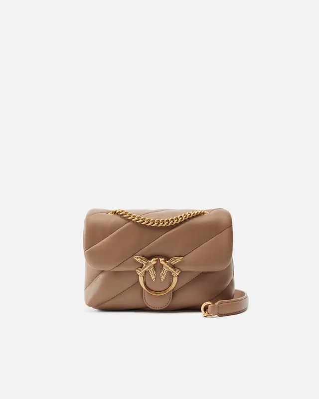 Pinko Mini Love Bag Puff torebka brązowa skóra