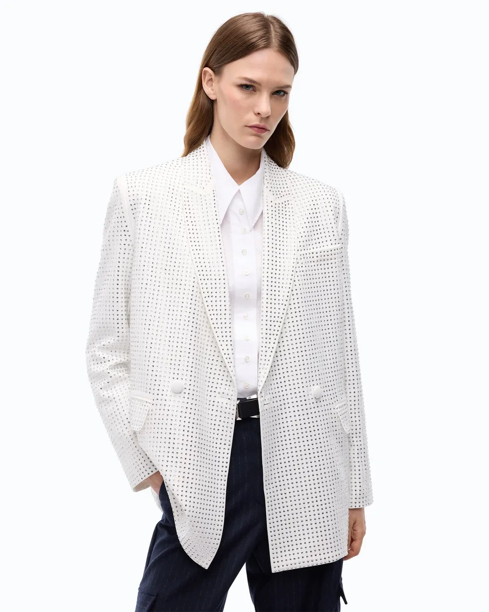 Pinko Deledda żakiet dwurzędowy oversize z kryształkami