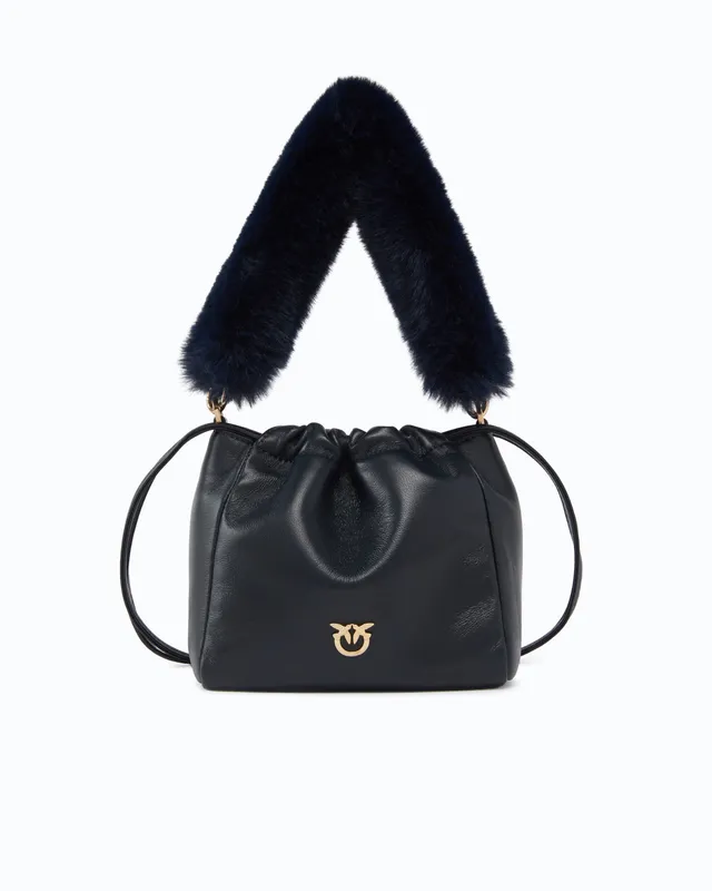 Pinko Pouch torebka worek nappa futerko