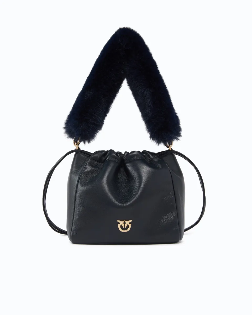 Pinko Pouch torebka worek nappa futerko