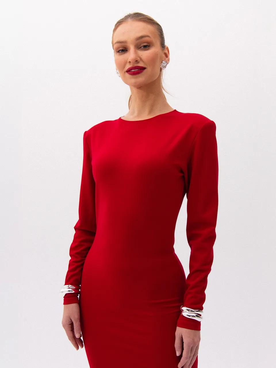 Nudyess Bella czerwona sukienka mini pudełkowa bawełna