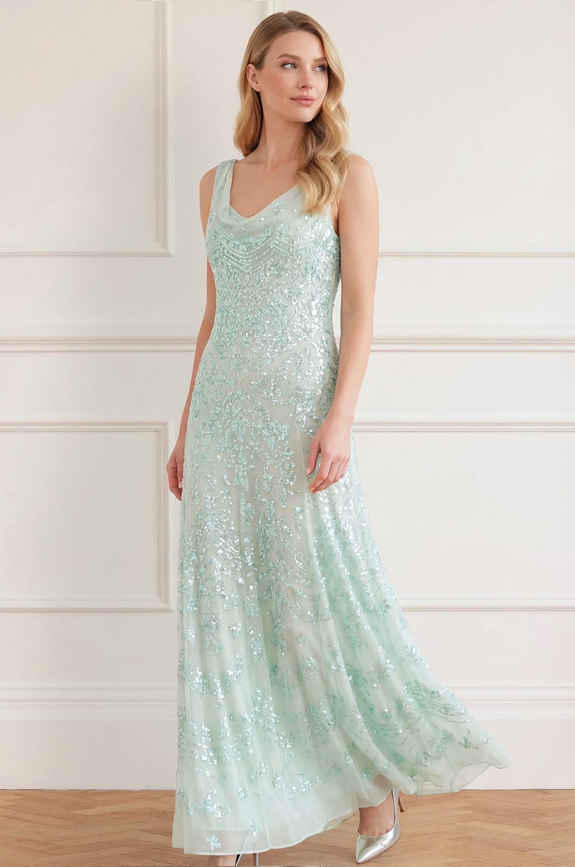 Needle & Thread Freya Georgette Gown suknia Green