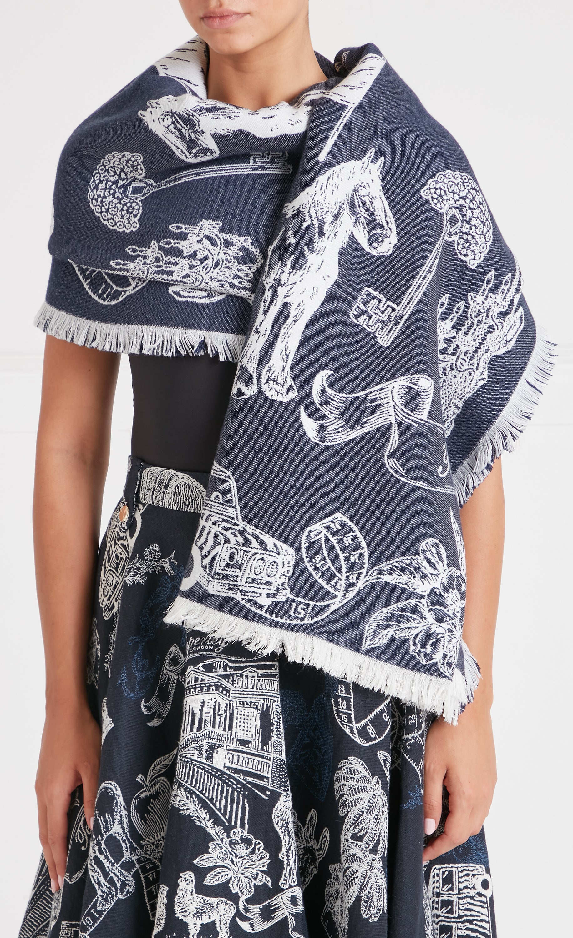 Temperley London Anniversary Shawl szal Twilight wełna i jedwab
