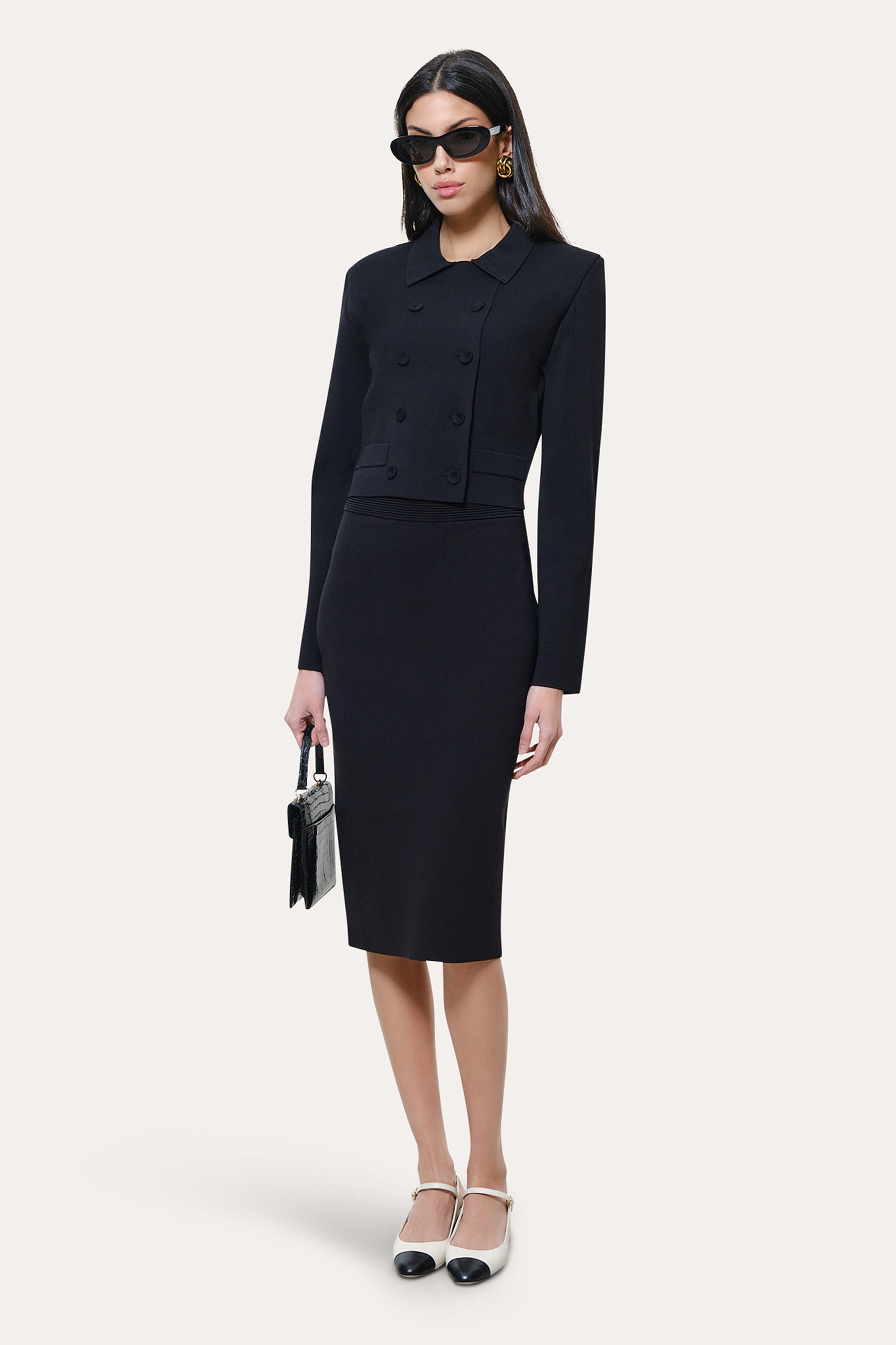 Elie Tahari Milano Sculpt Nolene żakiet cropped czarny