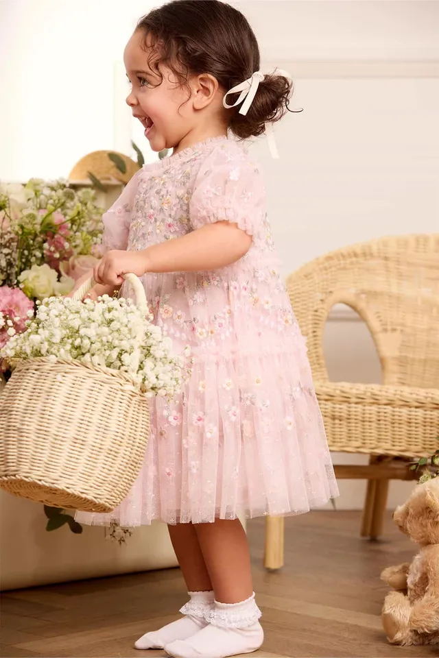 Needle & Thread Garland Ribbon Baby Dress sukienka różowa