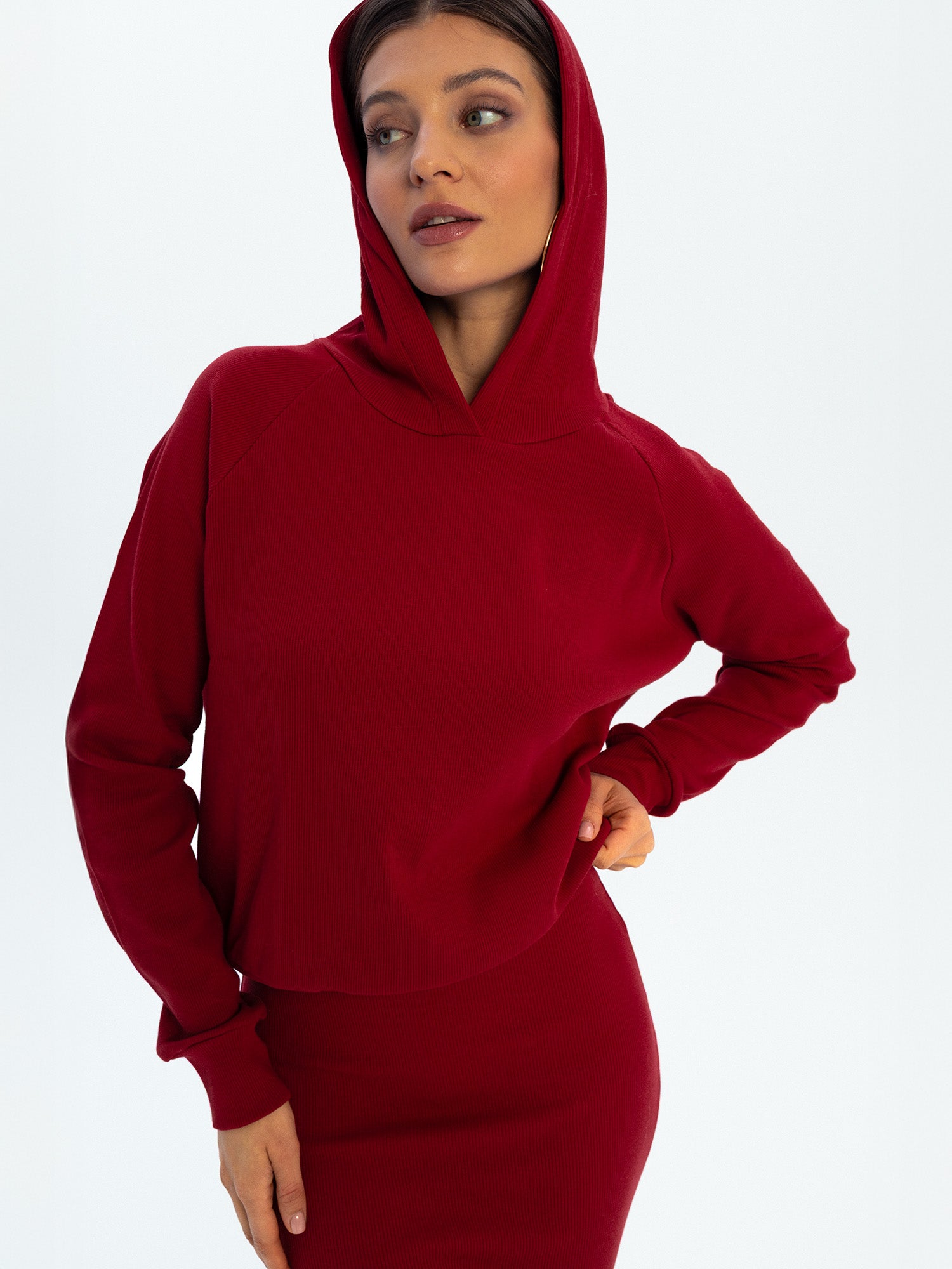 Nudyess Brooklyn Hoodie bluza Cherry XS/S z kapturem
