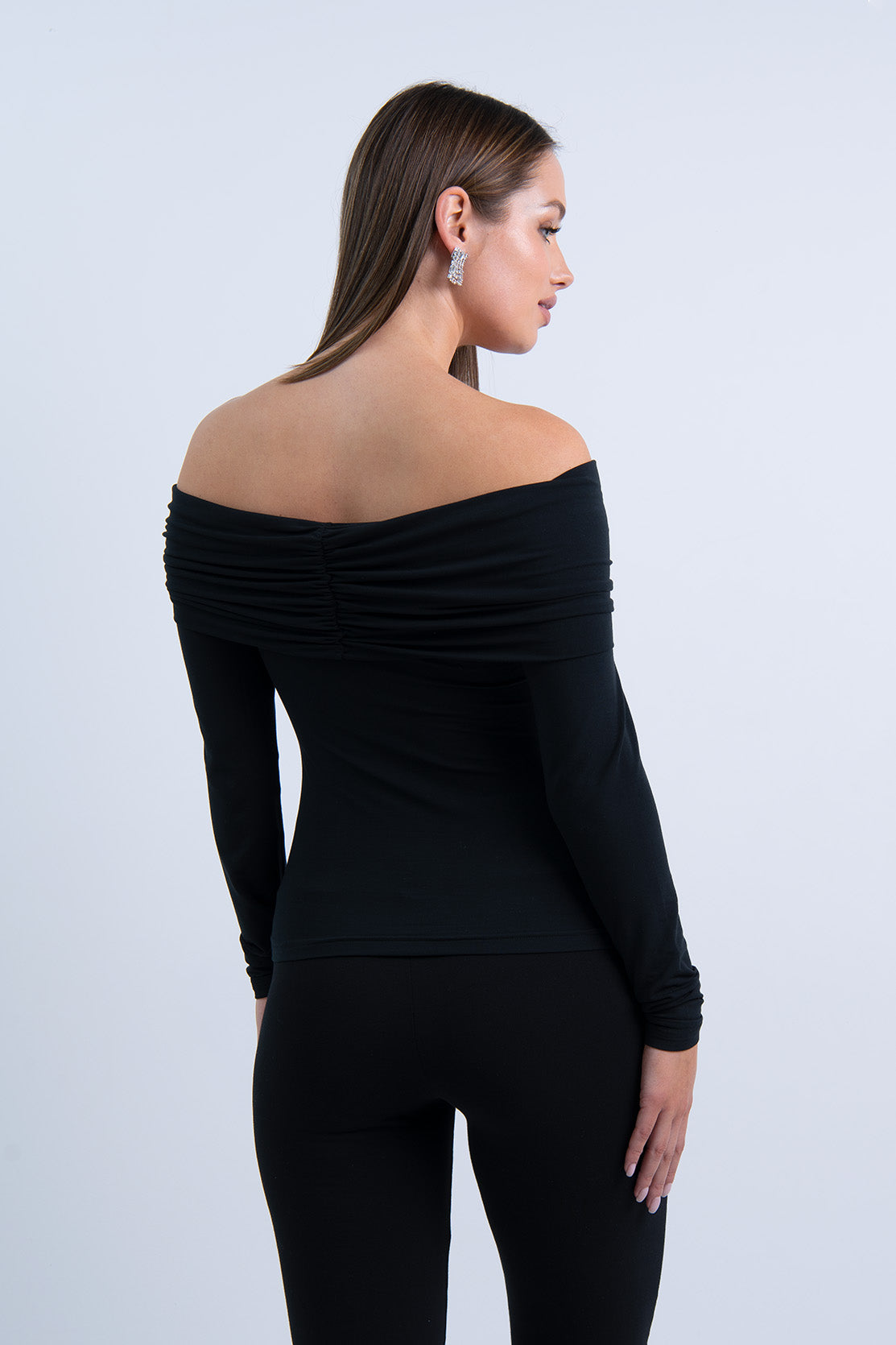 Nudyess Wish top Black modal odkryte ramiona