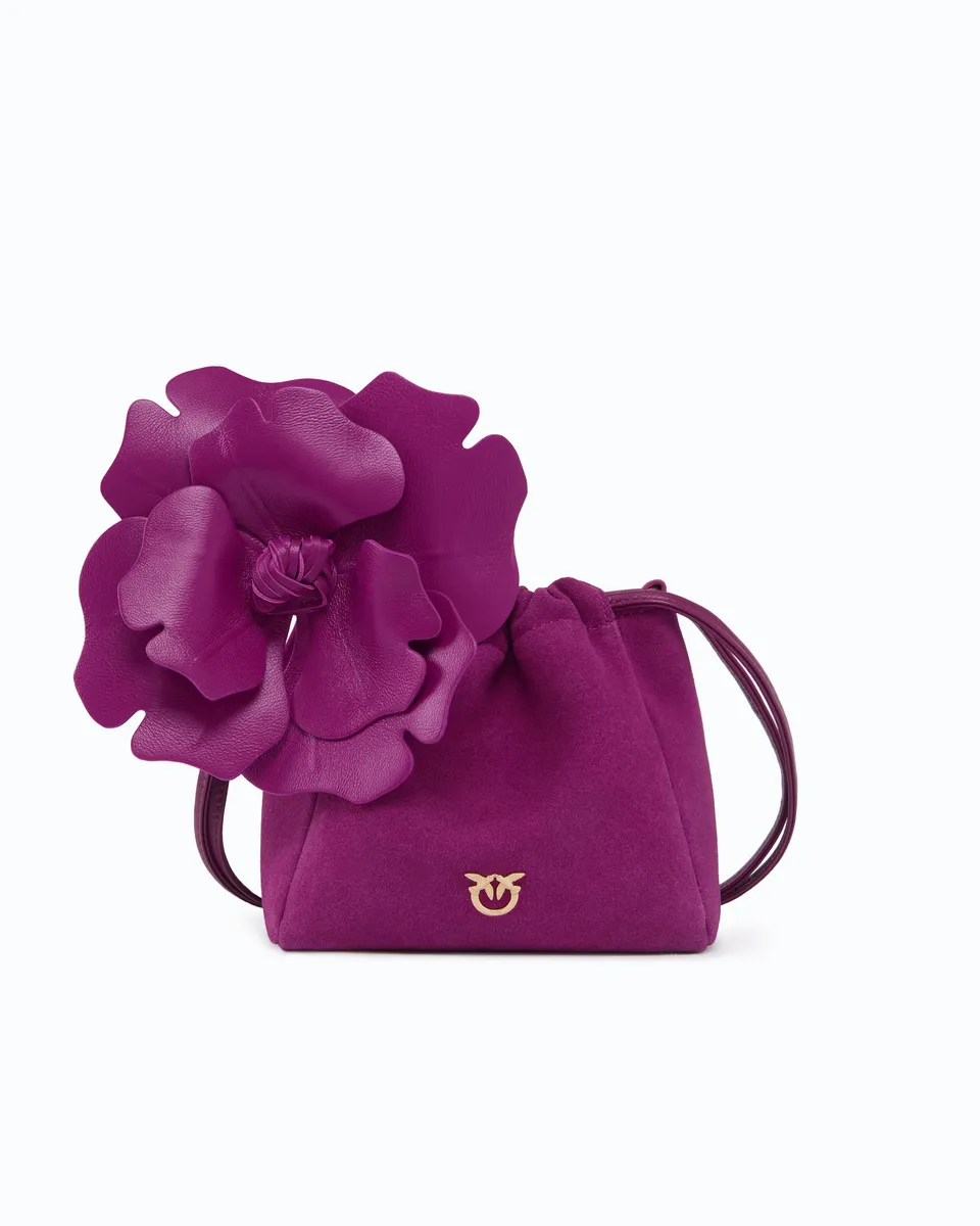 Pinko Pouch Flower torebka zamszowa U z kwiatem