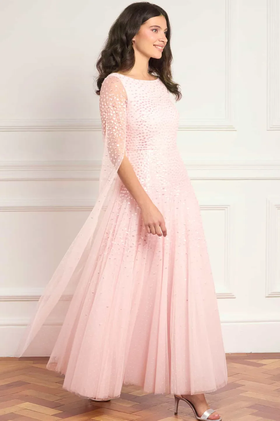 Needle & Thread Sunrise Sequin Gown suknia różowa cekiny