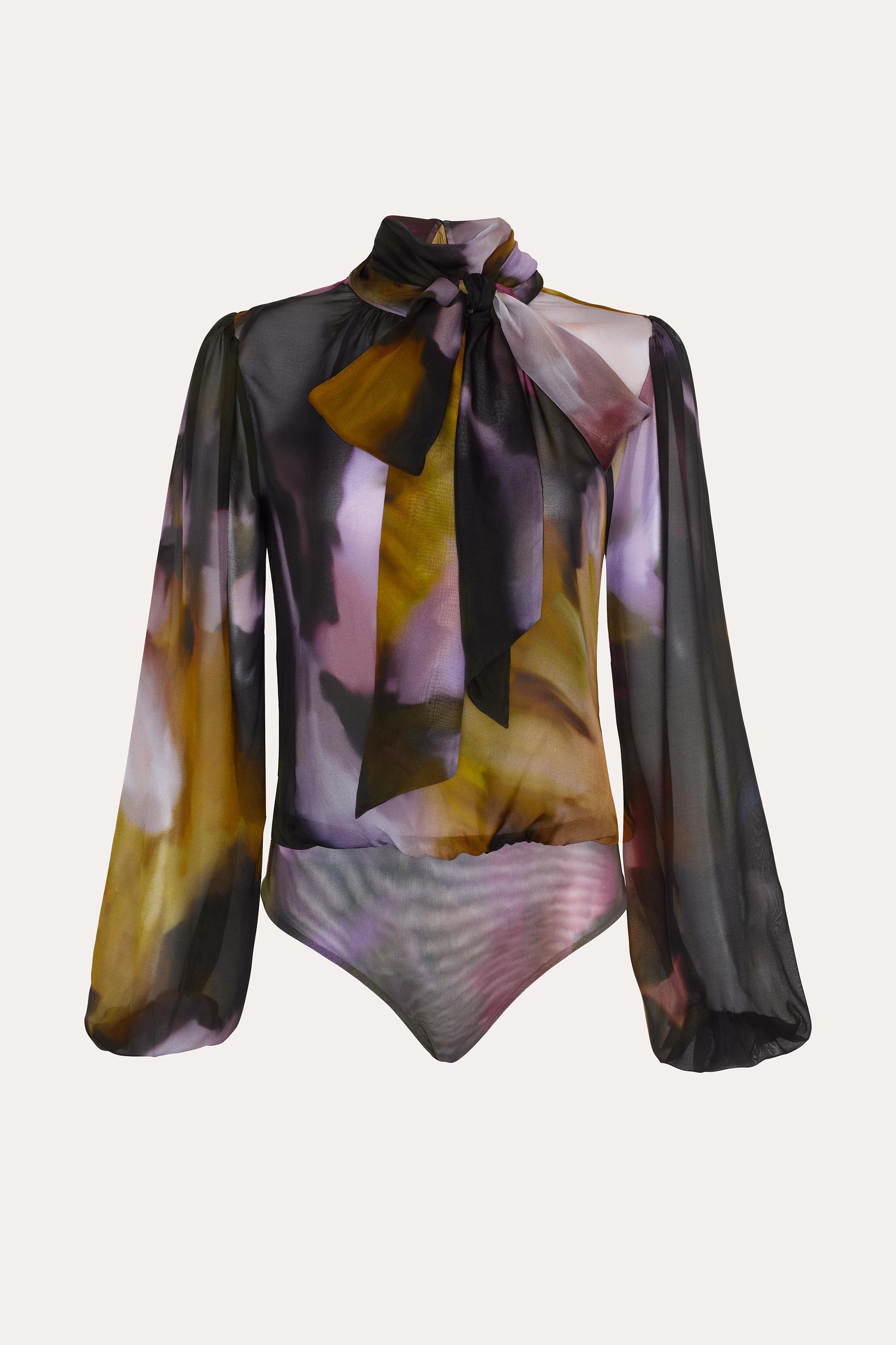 Elie Tahari Emma body jedwabne Petal Eclipse z szalikiem