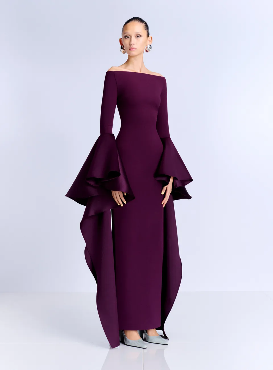 SOLACE LONDON Astria Maxi sukienka fioletowa długi rękaw