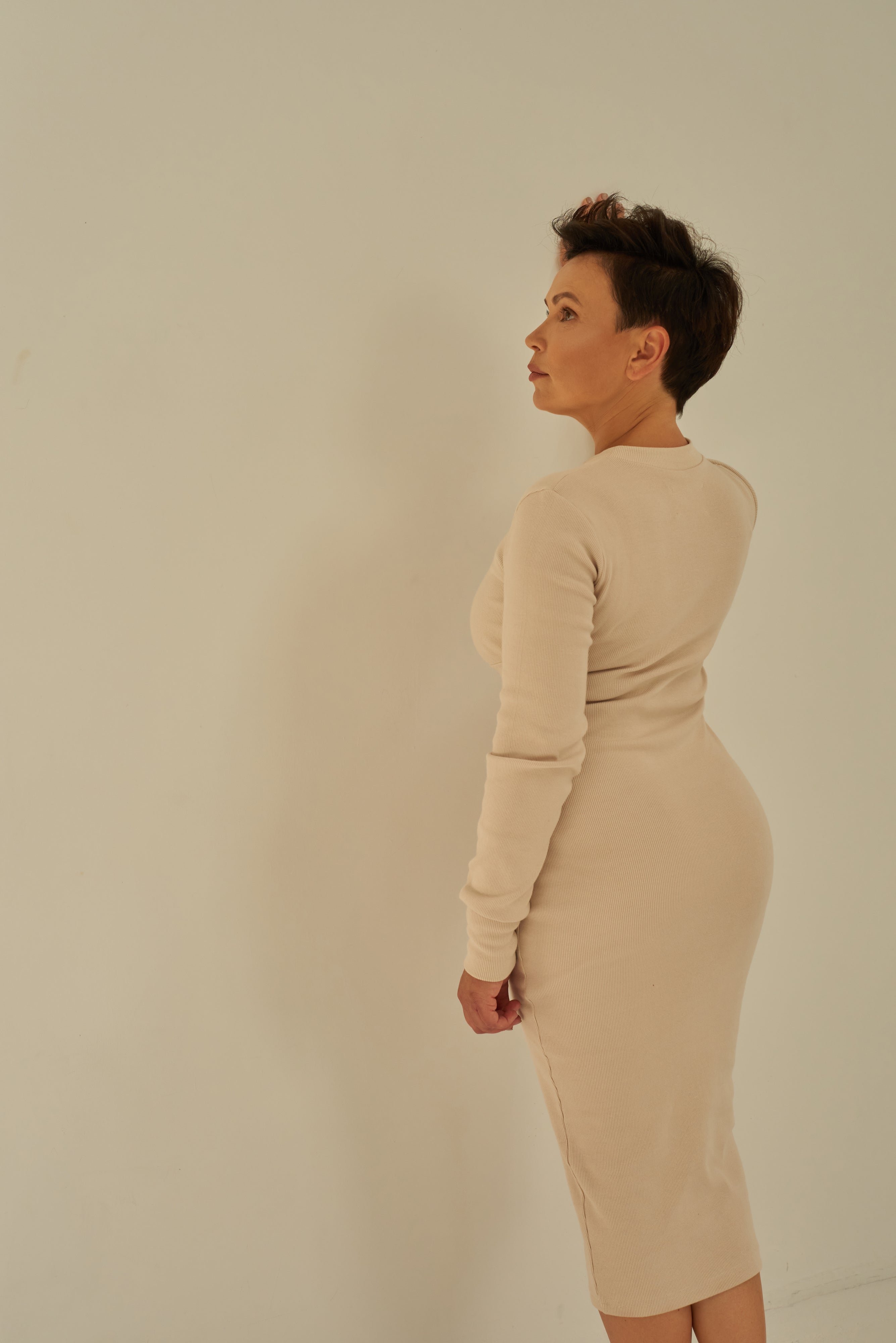 Nudyess Temida sukienka midi Light Beige gorsetowa