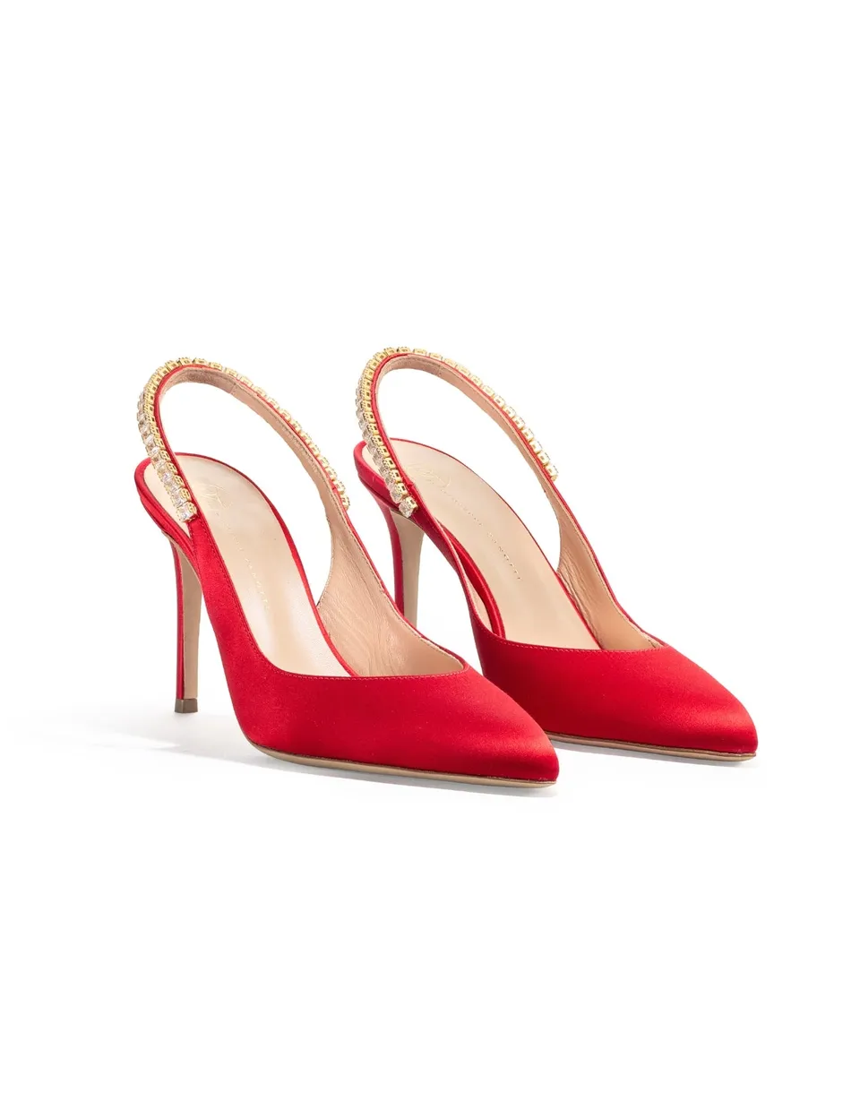 Temperley London Raven Slingbacks szpilki czerwone satyna