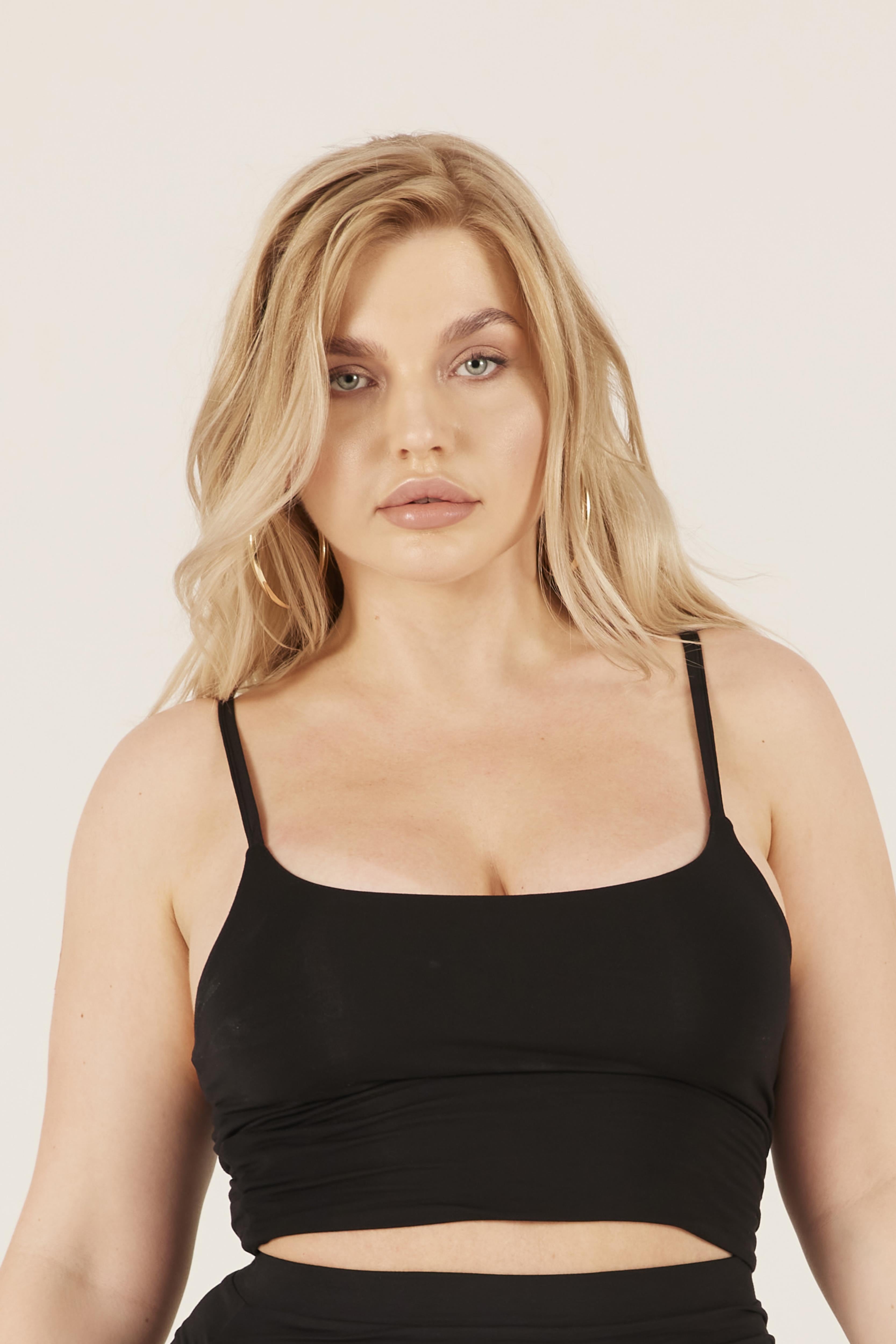 Nudyess Crop Top top Black modal na ramiączkach