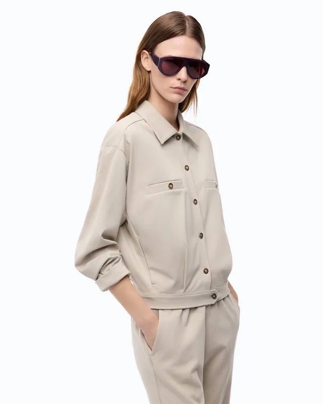 Pinko Caprifoglio Jacket overshirt beżowa gładka