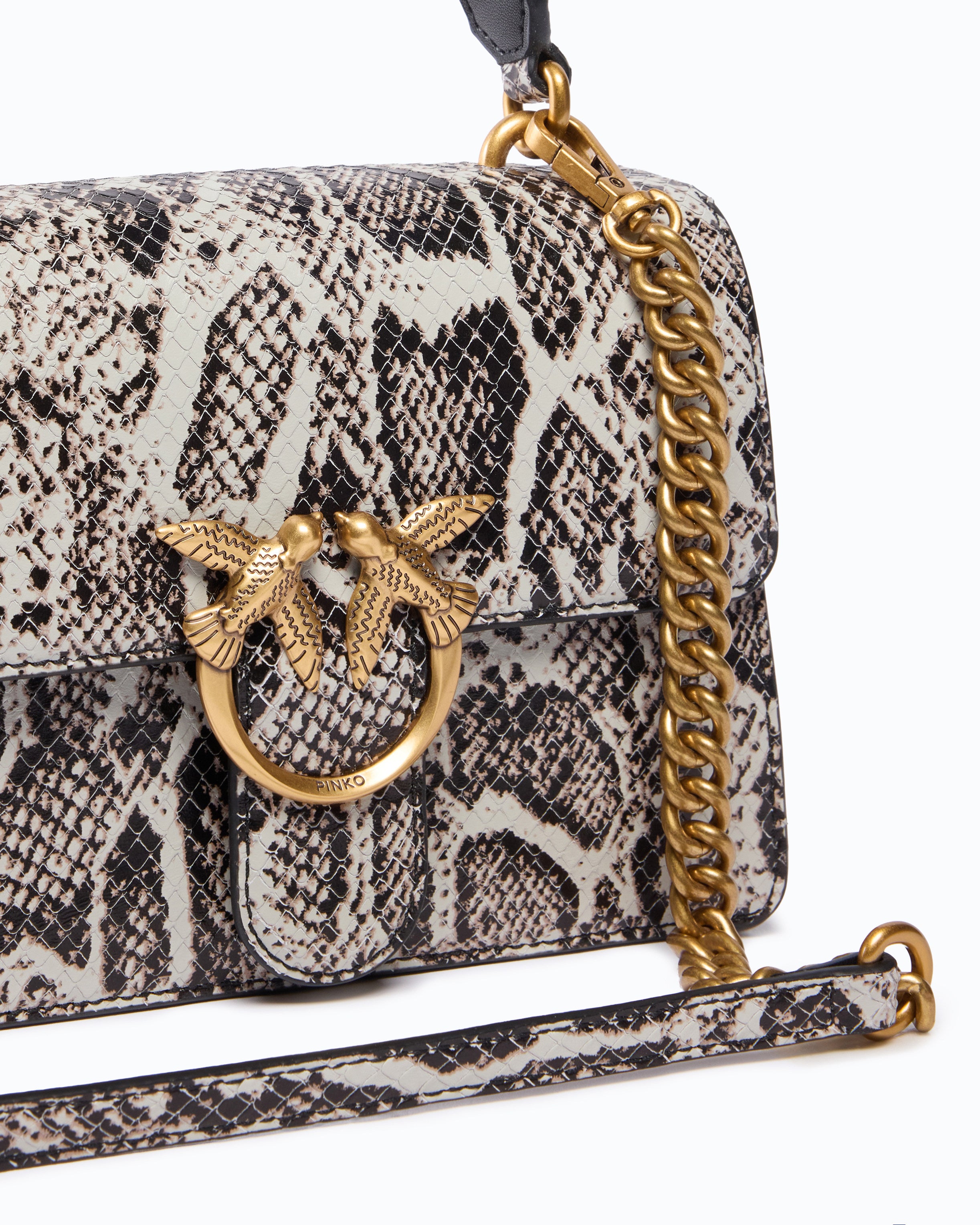 Pinko Love One torebka mini top handle skóra pyton
