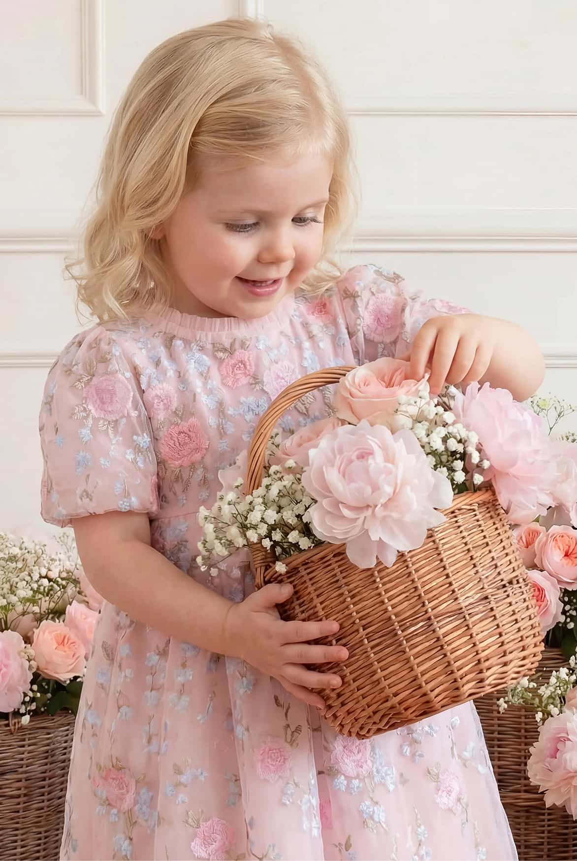 Needle & Thread Cressida Embroidery Baby Dress sukienka różowa
