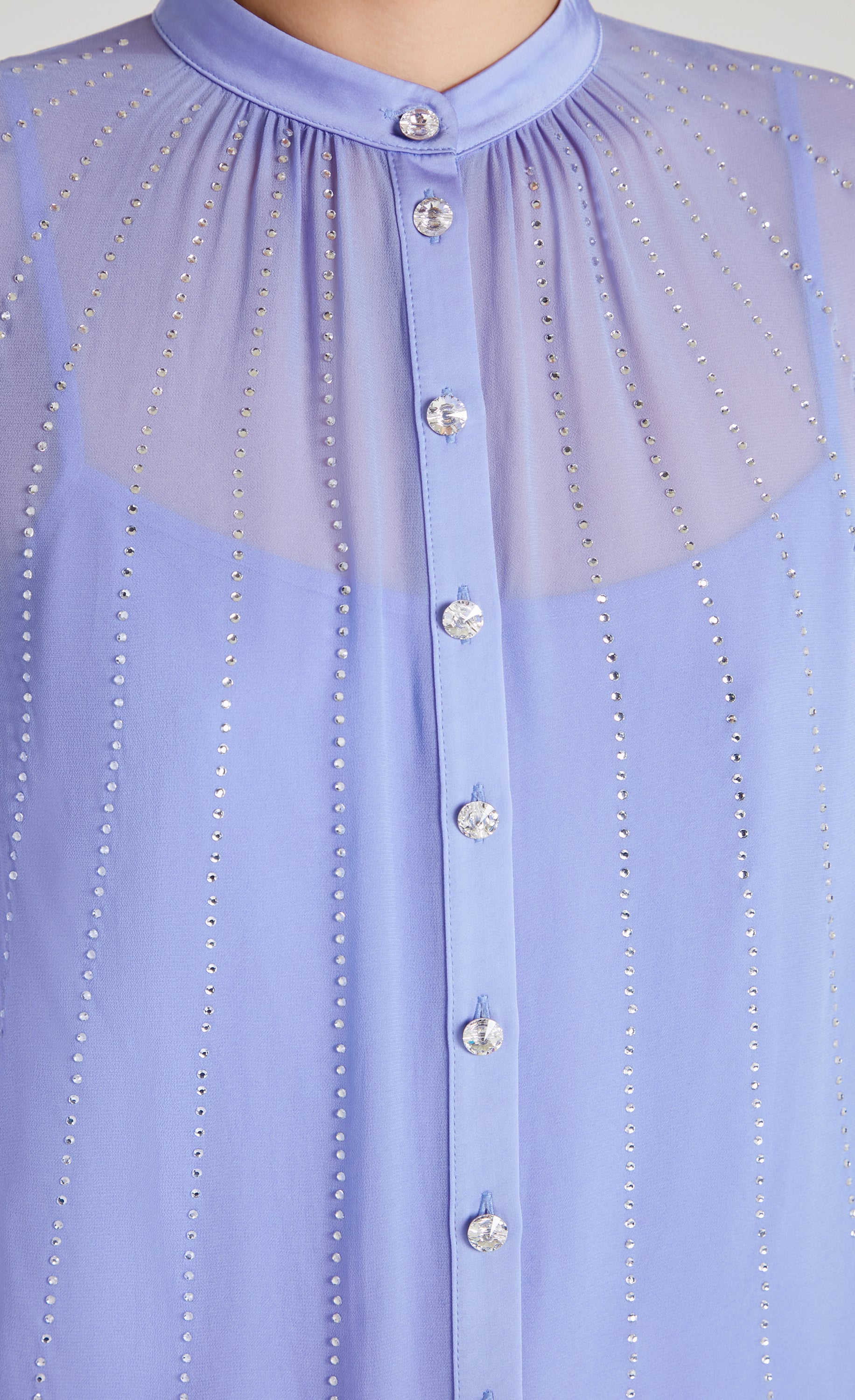Temperley London Villanelle Shirt koszula Lavender Blue cyrkonie
