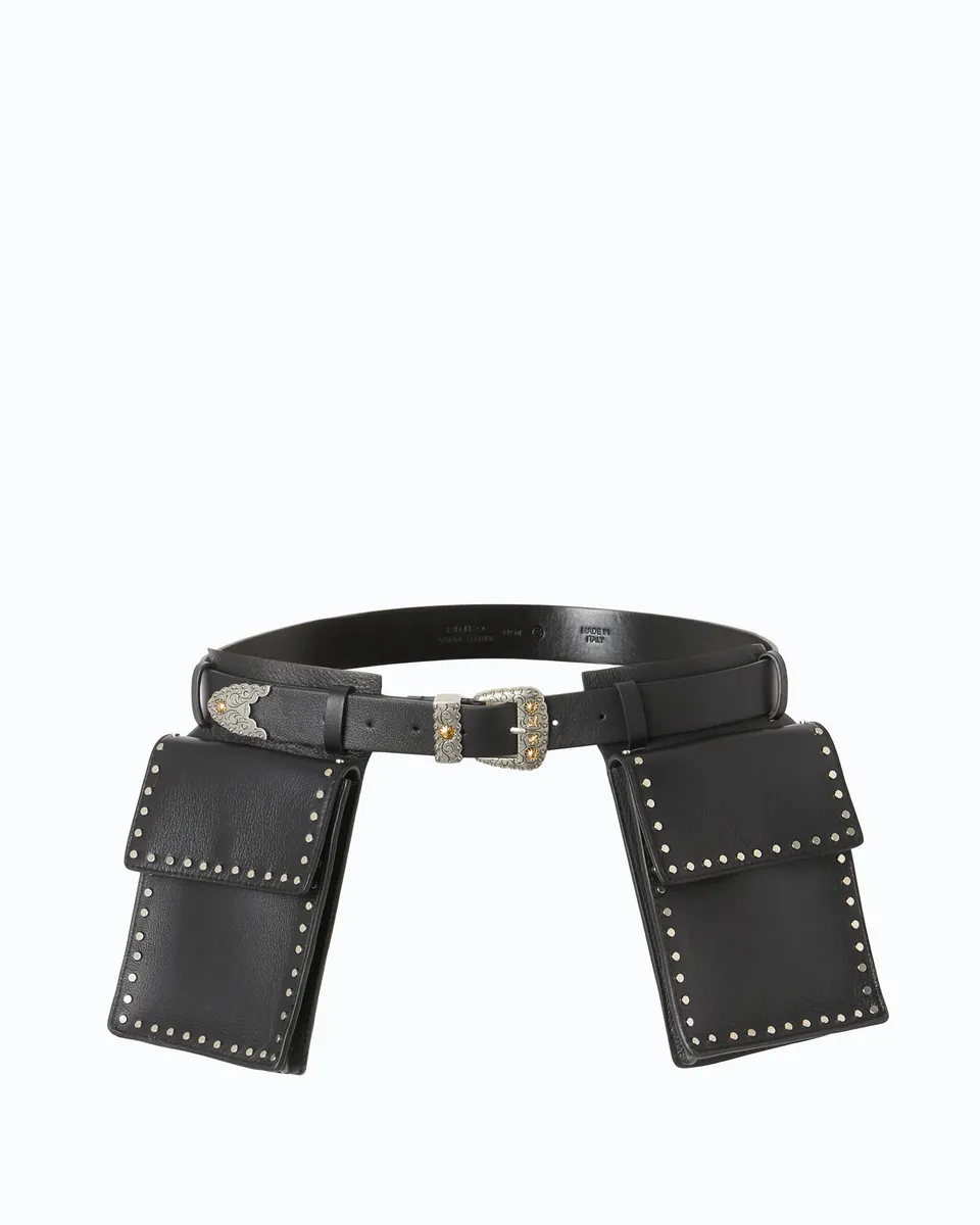 Pinko Low Belt H3 pasek kowbojski czarny 3 cm