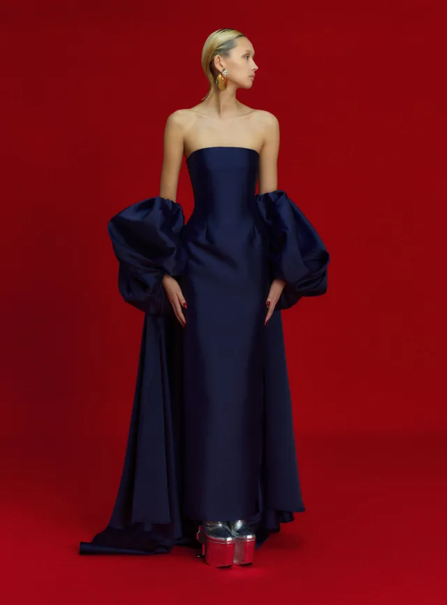 Solace London Lea sukienka maxi granatowa