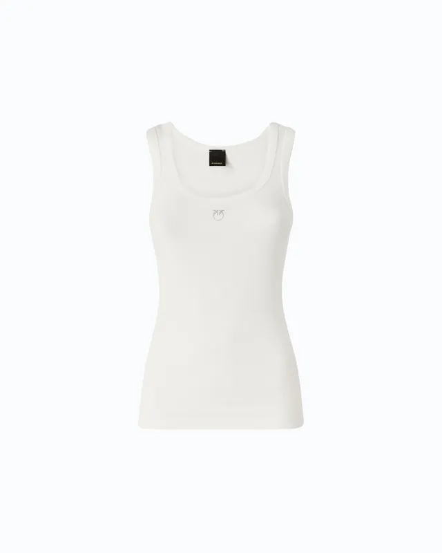 Pinko Calcolatore Tank Top damski bawełniany złoty