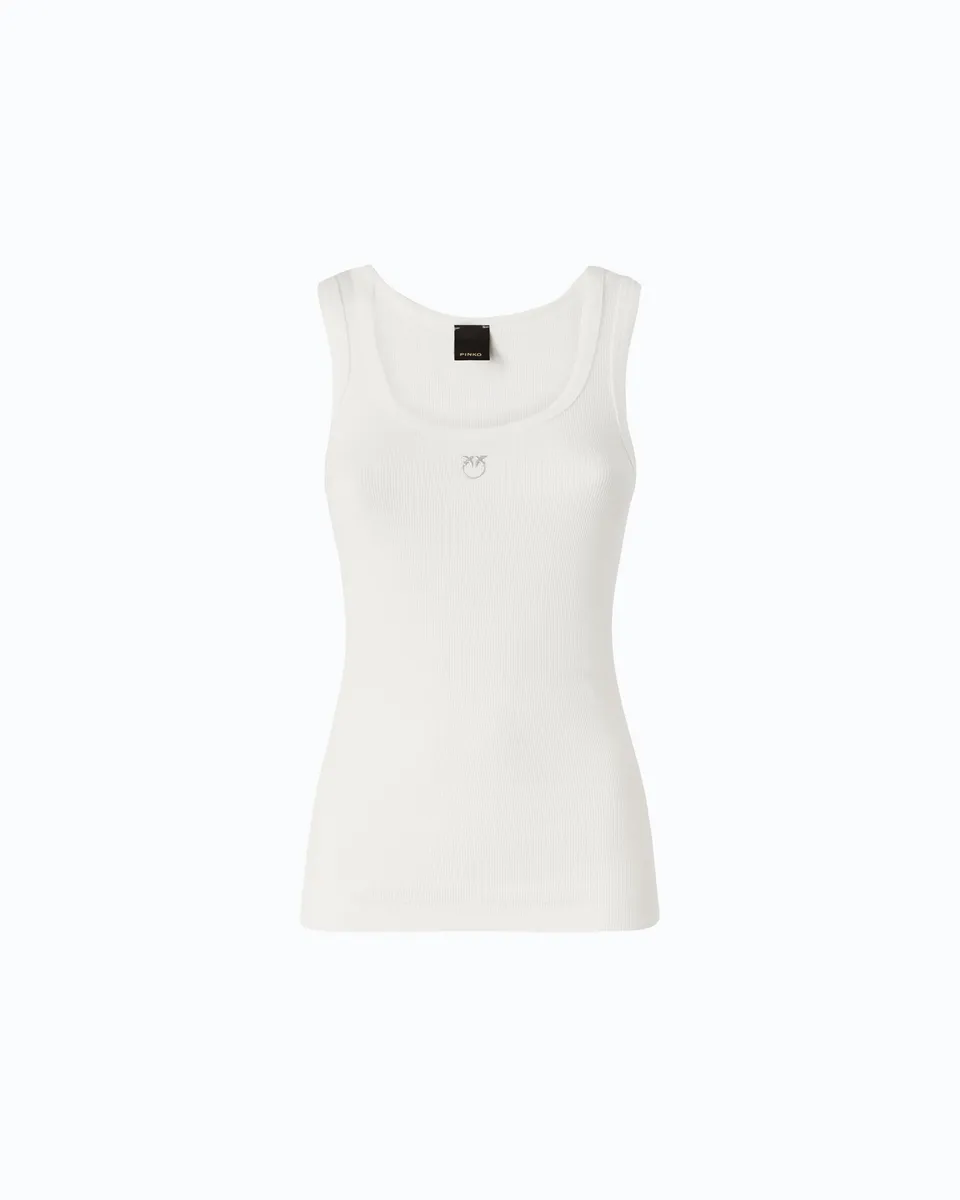 Pinko Calcolatore Tank Top damski bawełniany złoty