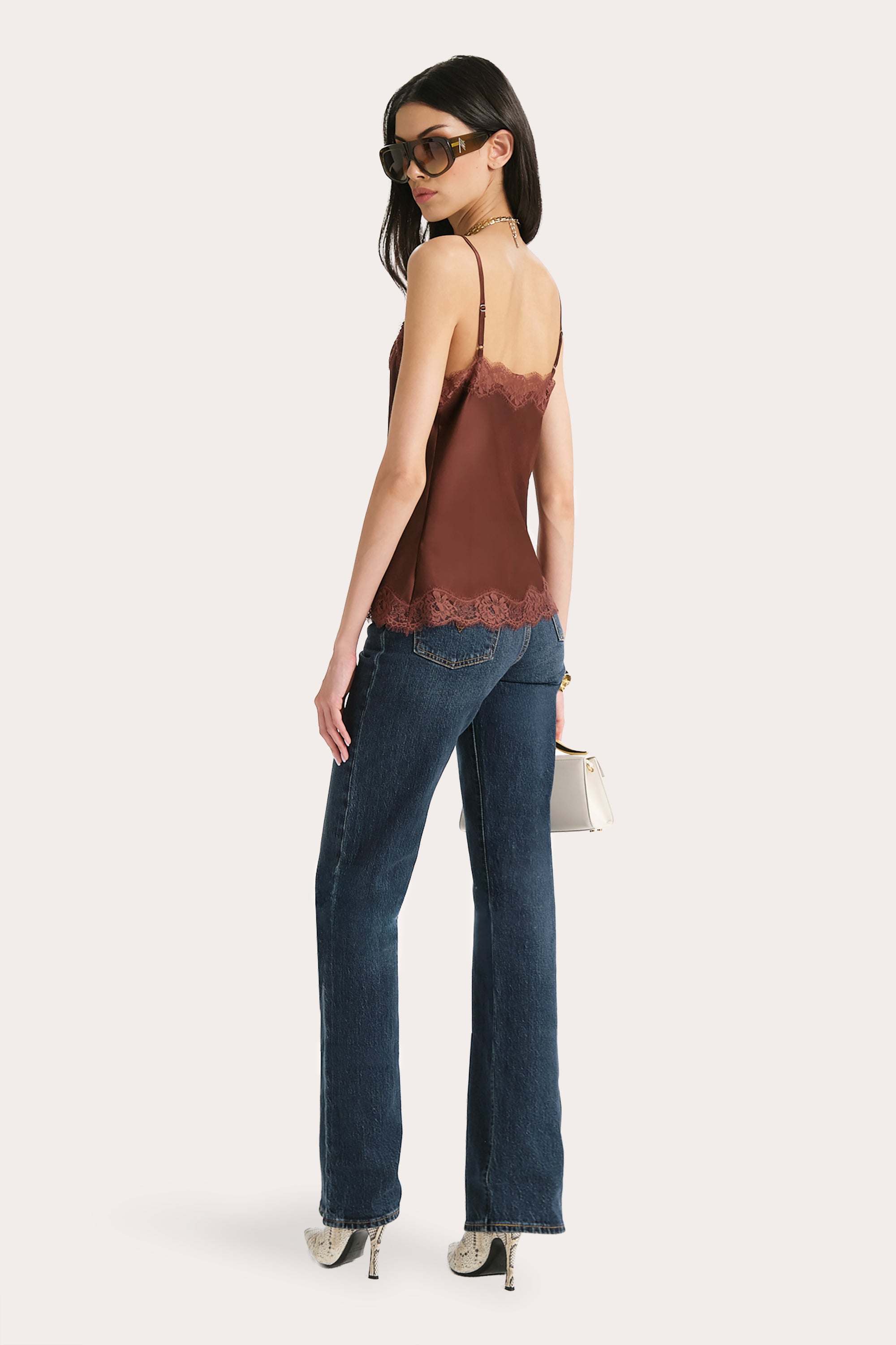 Elie Tahari Brooke top jedwabny bitter chocolate