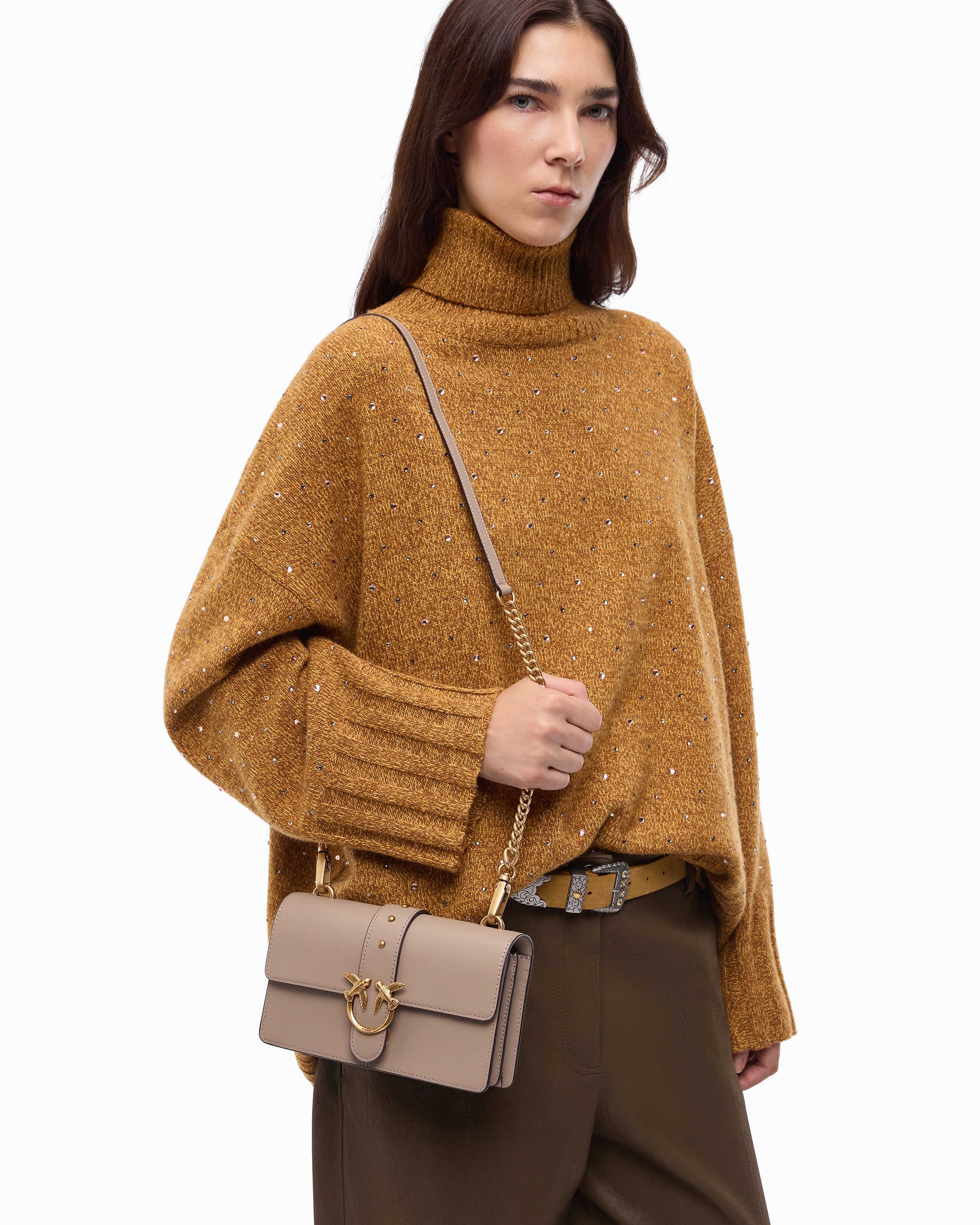 Pinko Love Bag One New Buckle torebka skórzana mała