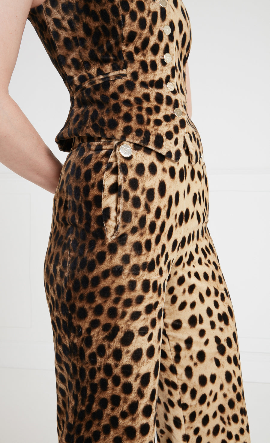 Temperley London Nemera spodnie welurowe leopard