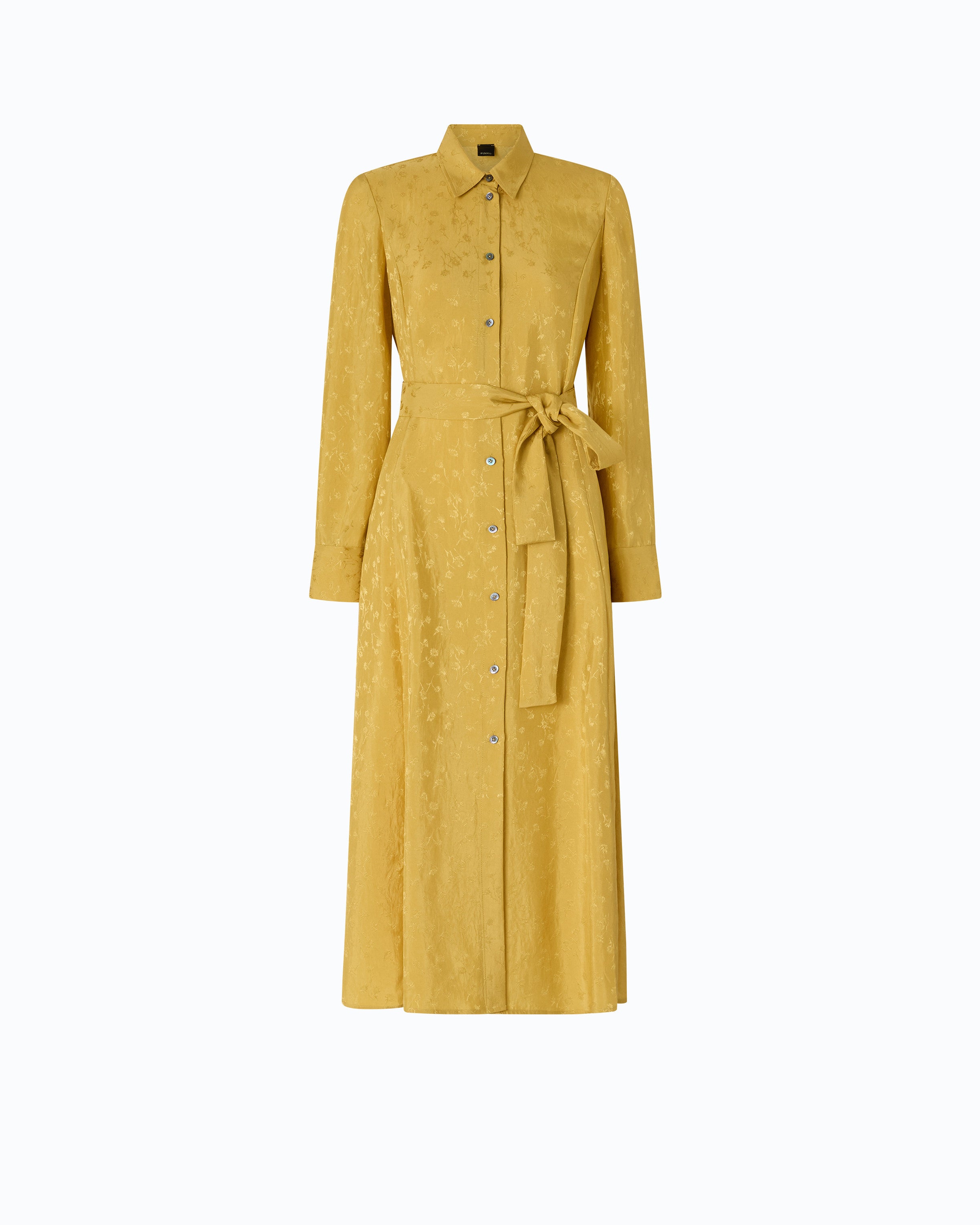 Pinko Agatea Dress sukienka długa żółta z octanu