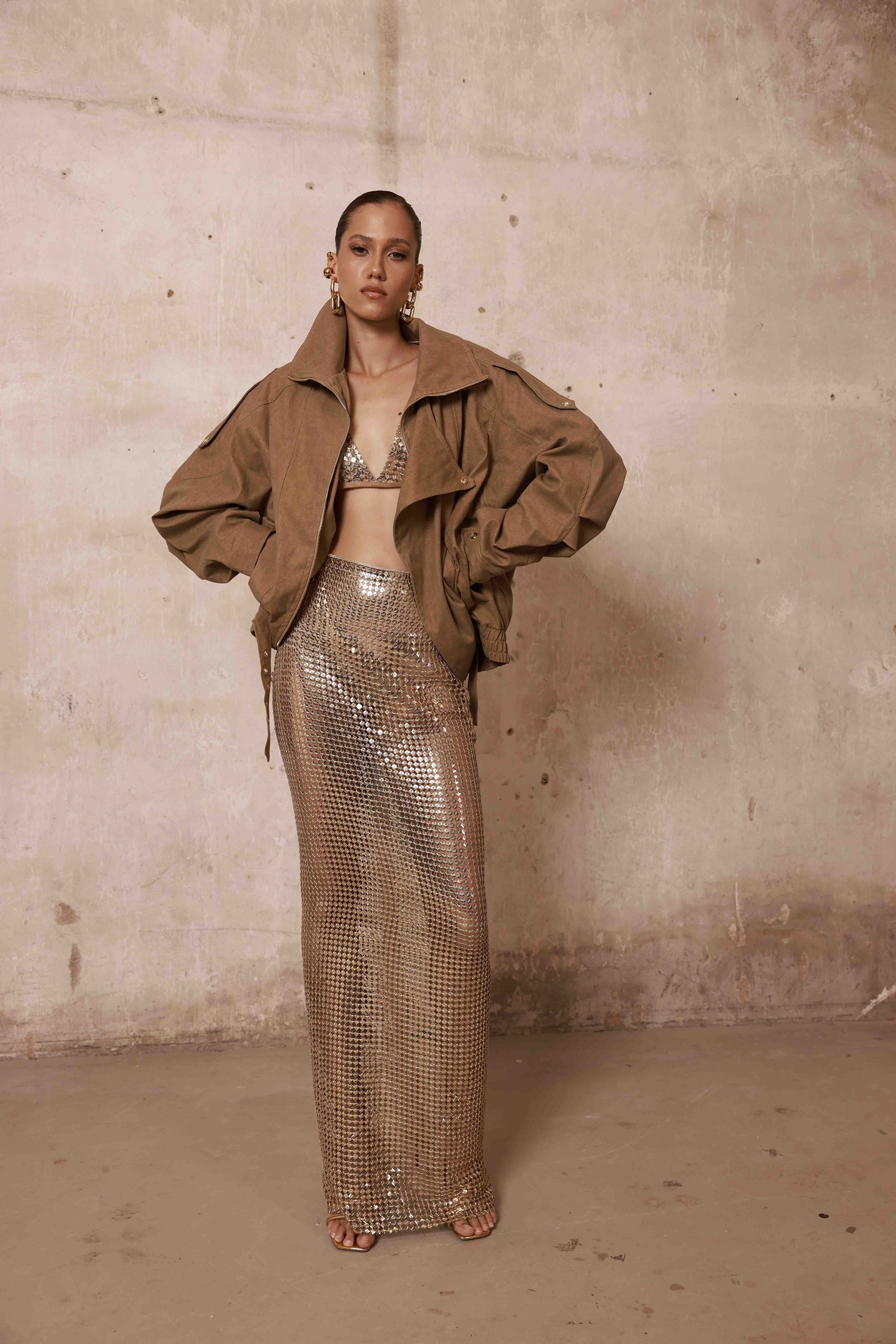 Bronx and Banco Oasis Khaki kurtka ekozamszowa