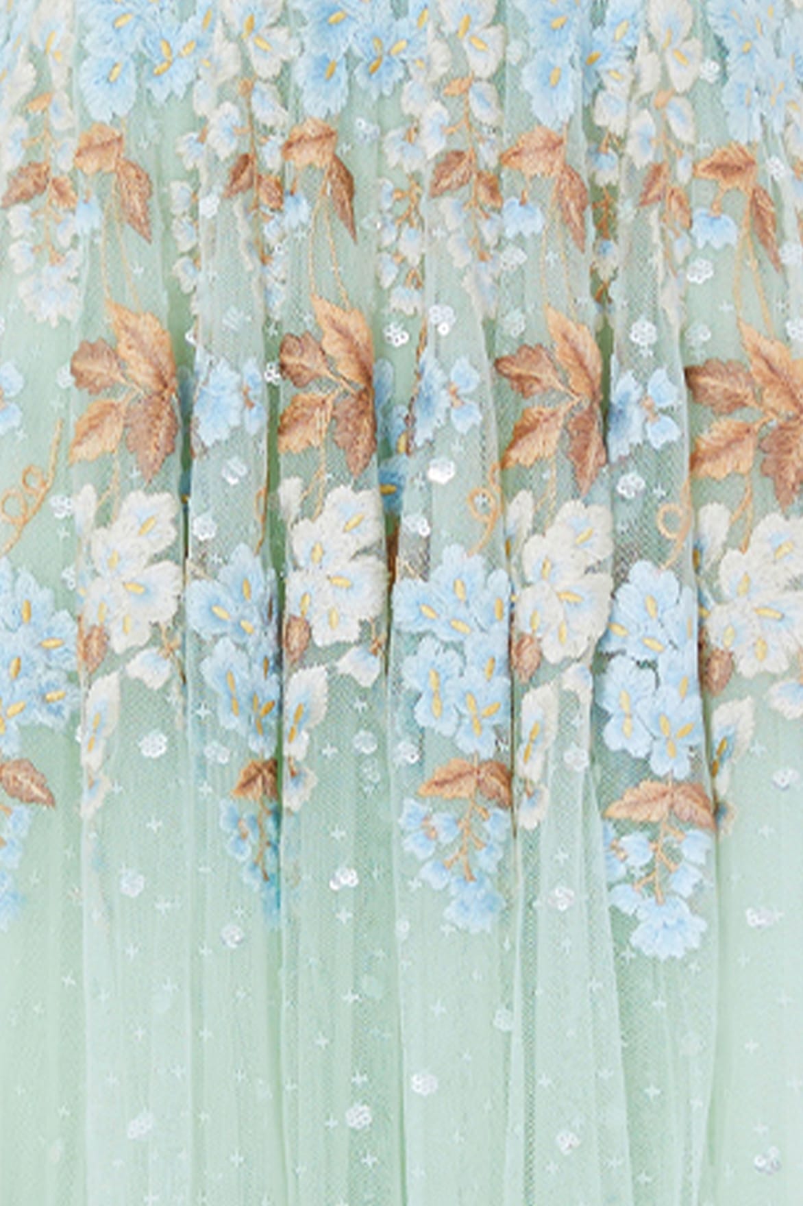 Needle & Thread Wisteria Dot Long Sleeve Gown suknia zielona
