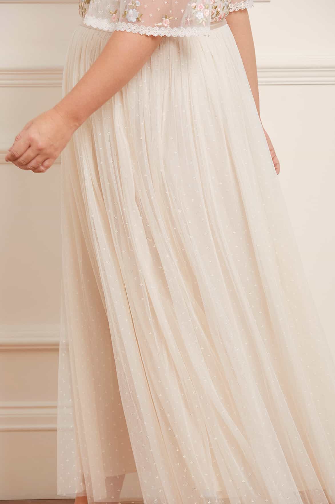 Needle & Thread Ribbon Bouquet Bodice Ankle Gown sukienka kremowa haft