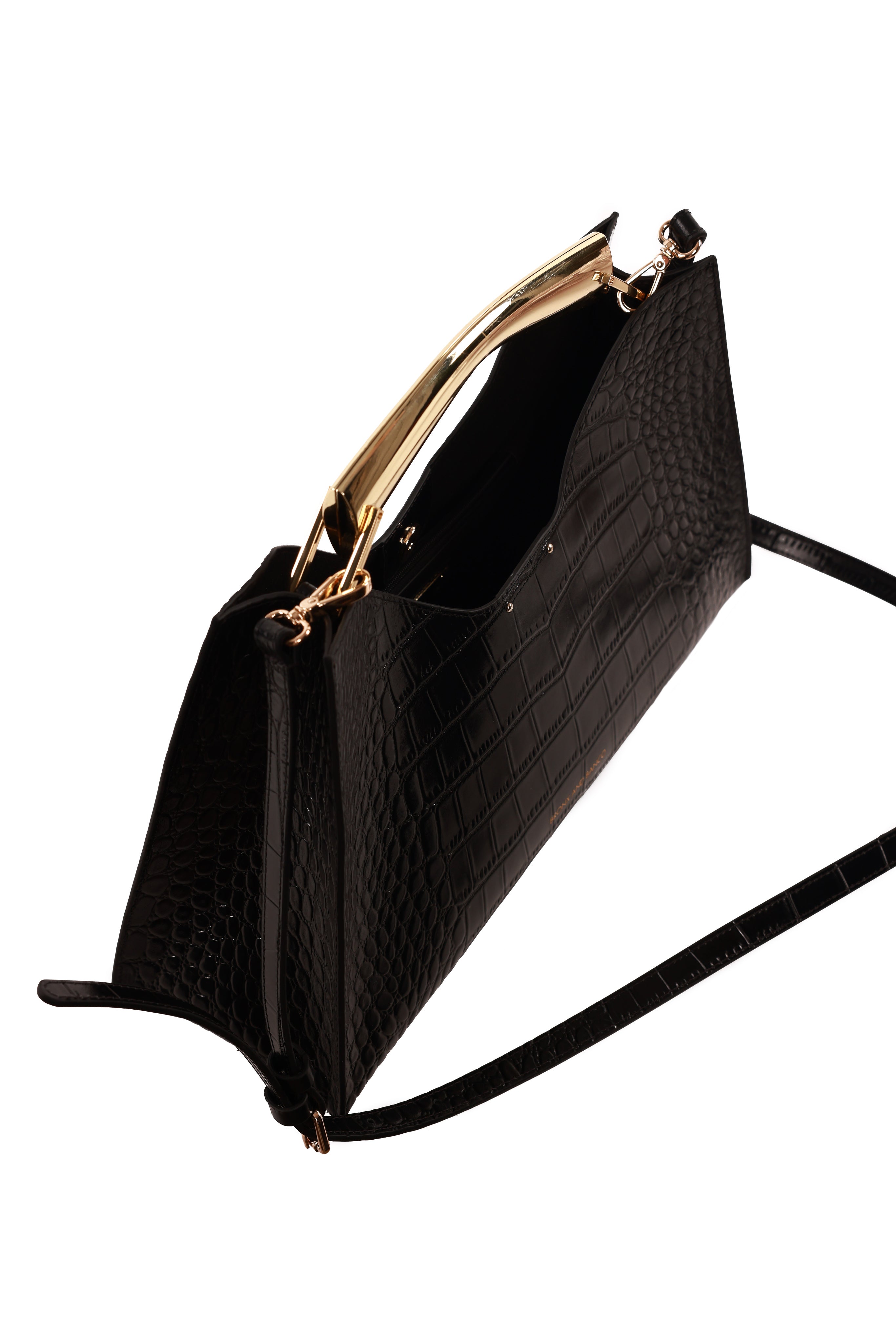Bronx and Banco Poline Croc Embossed Mini Bag torebka czarna