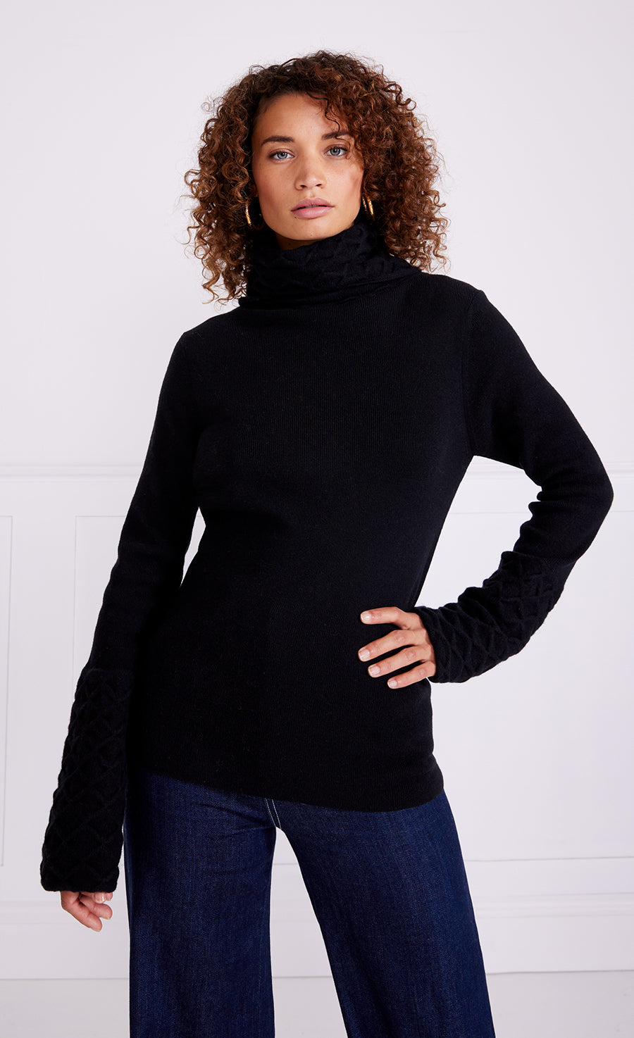 Temperley London Honeycomb Knit Jumper sweter czarny wełna
