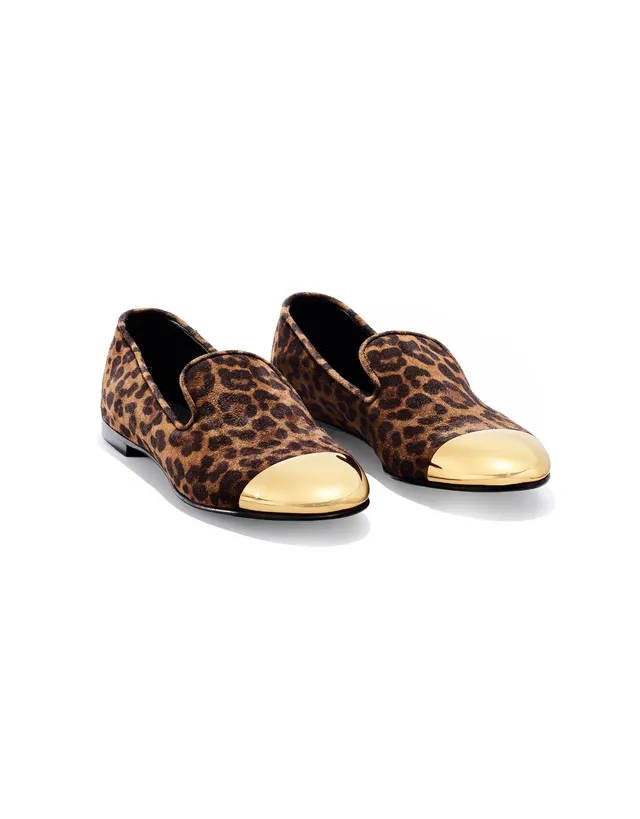 Temperley London Vesper mokasyny Leopard złoty nosek