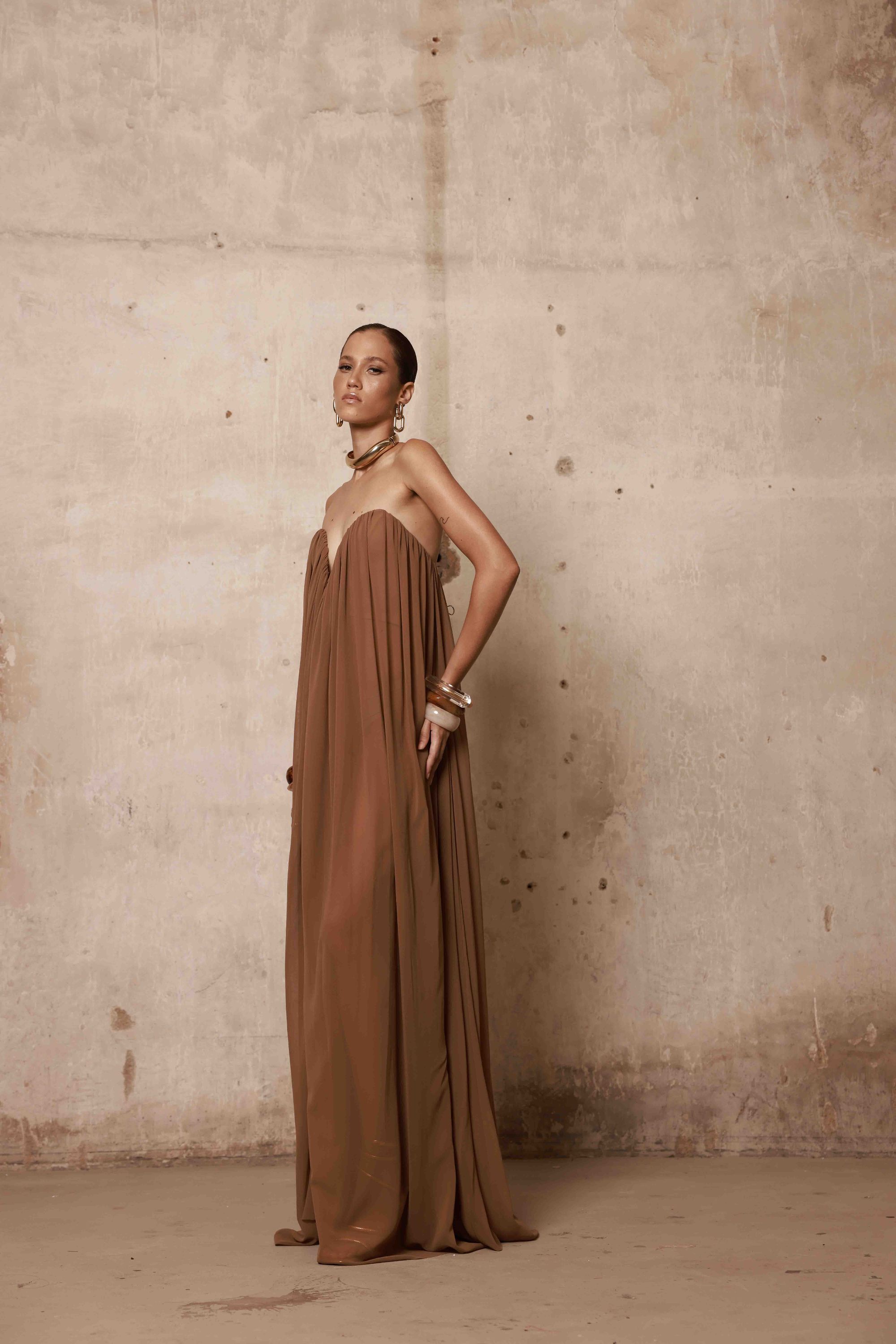 Bronx and Banco Wanda Chiffon sukienka maxi bez ramiączek