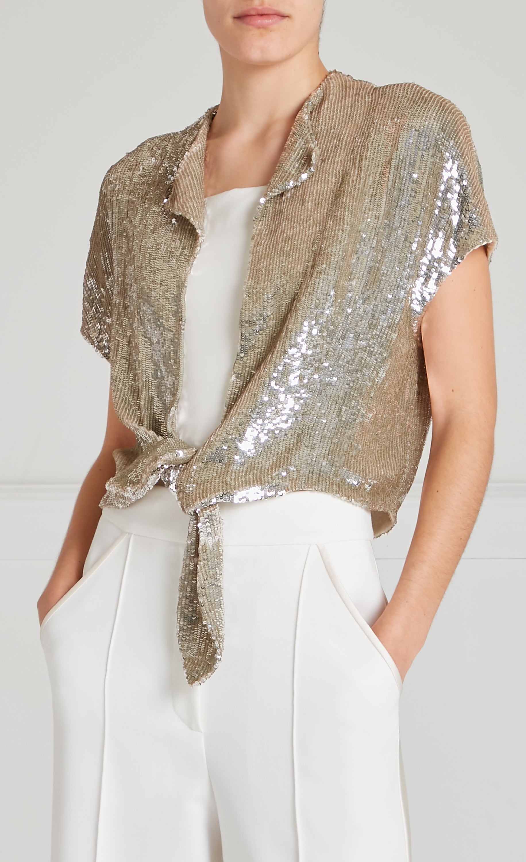 Temperley London Filigree żakiet cekinowy srebrny