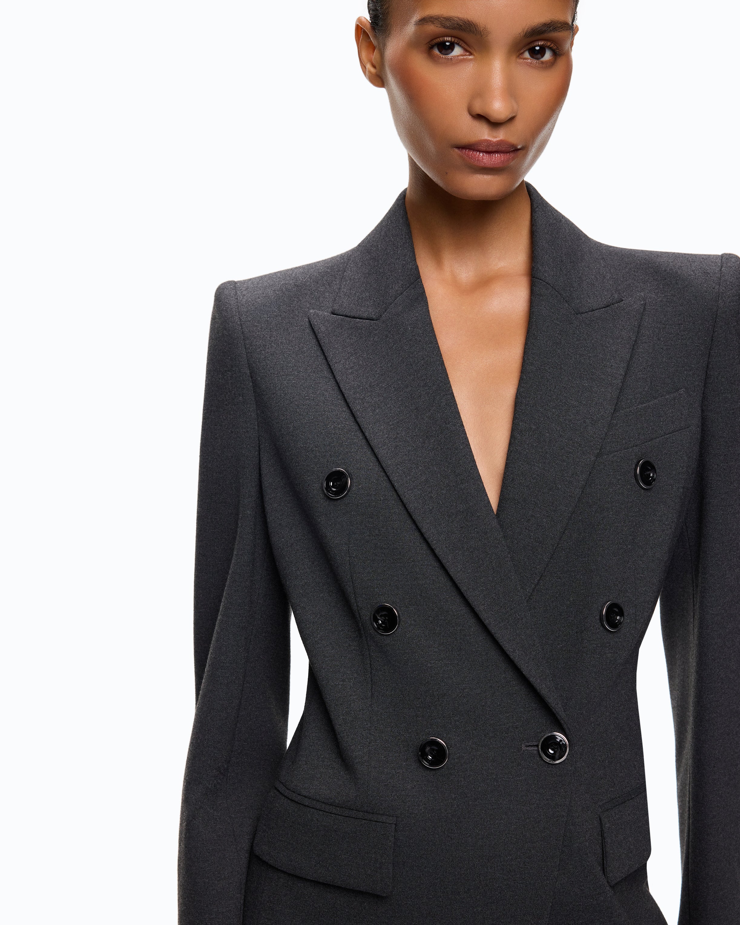 Pinko Hibiscus żakiet dwurzędowy szary slim fit
