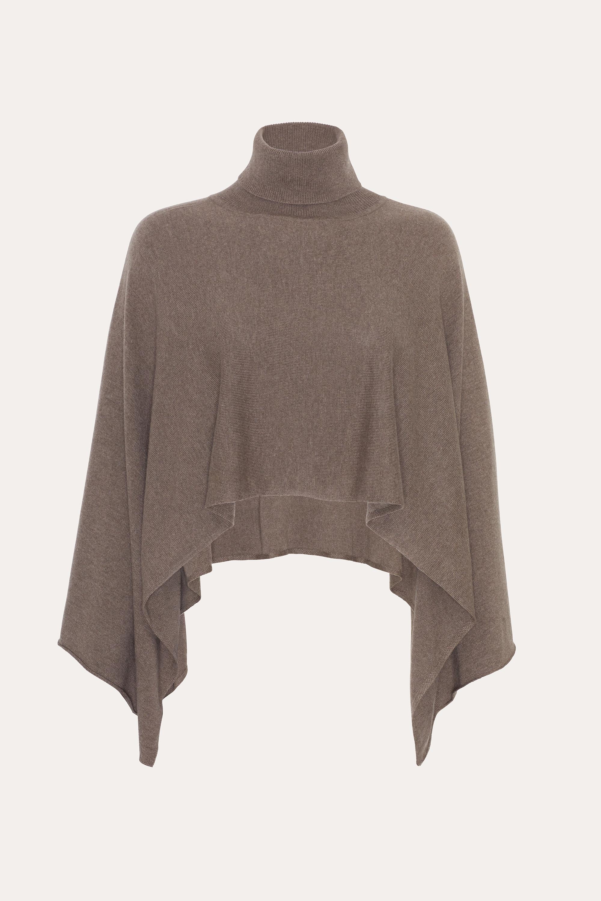 Elie Tahari Kennedy ponczo kaszmirowe golf tobacco
