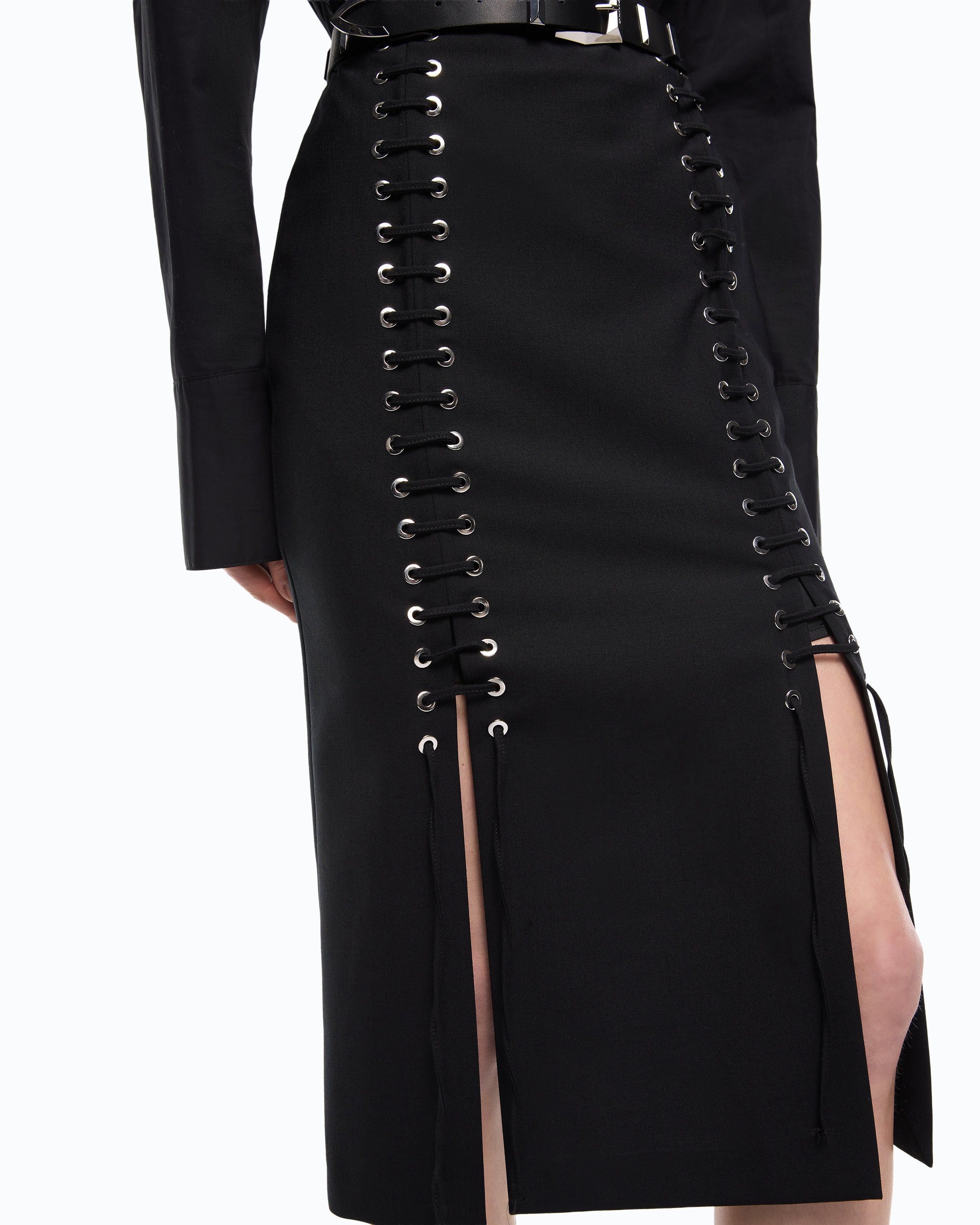 Pinko Gem Skirt spódnica midi czarna wełniana