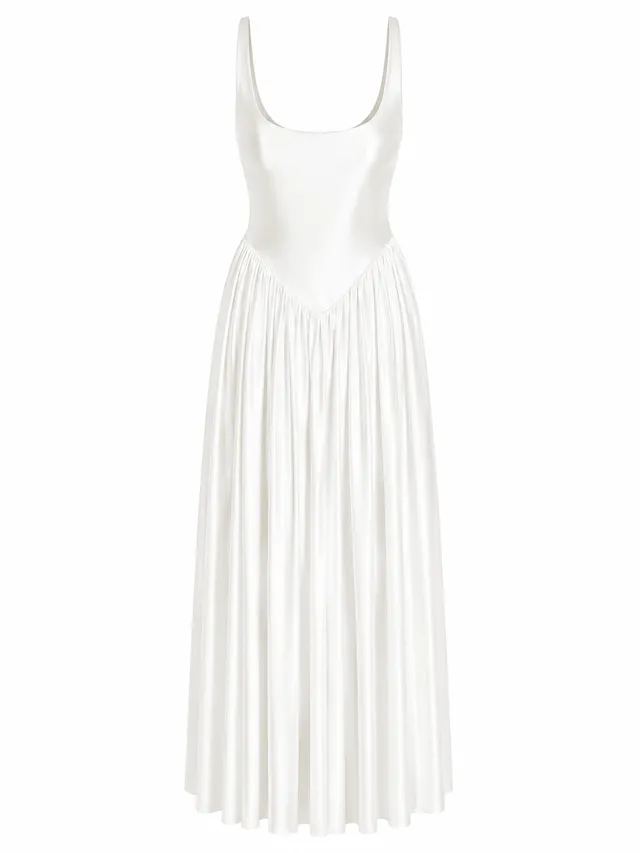 Delfi Collective Oriana sukienka ivory maxi satyna