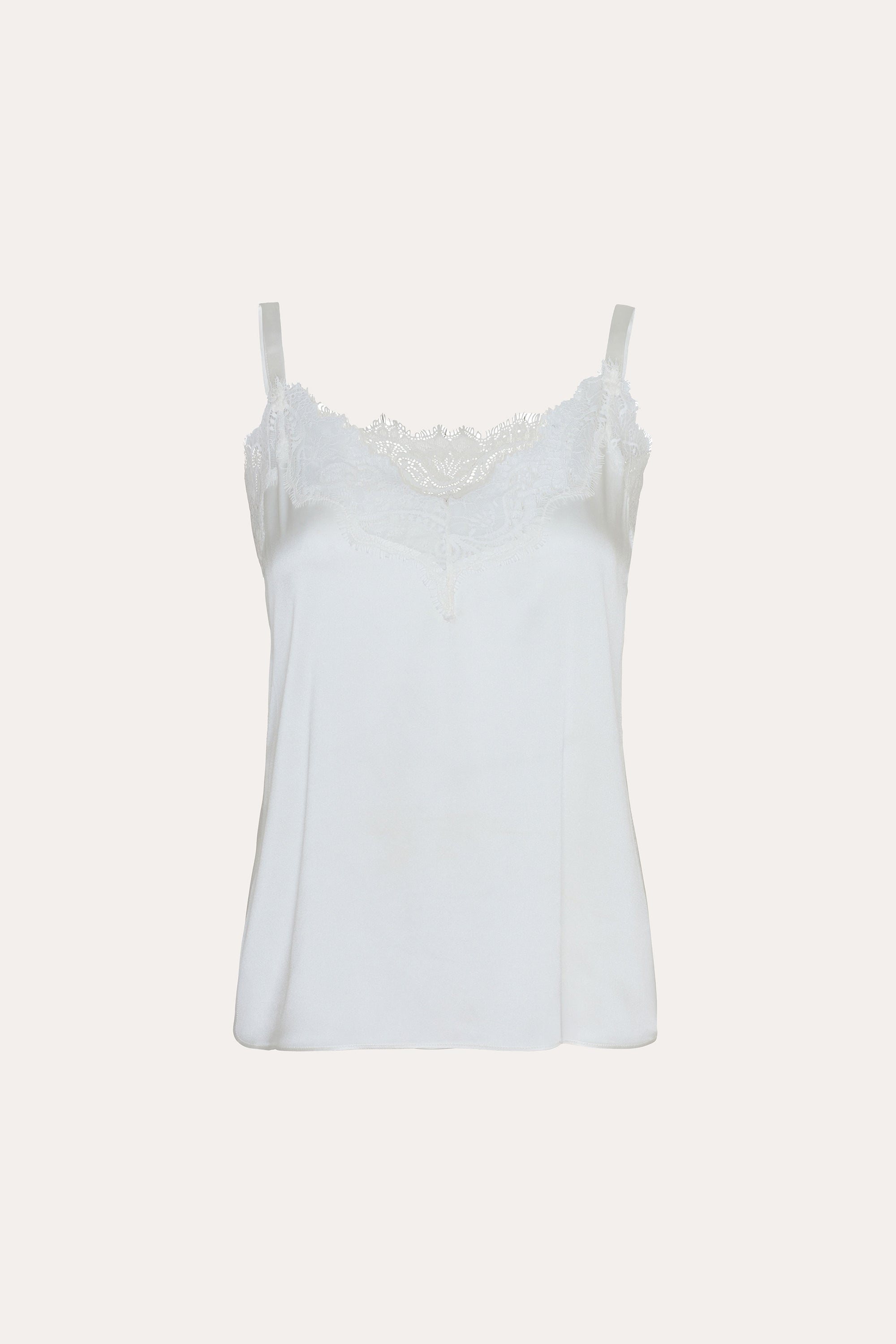 Elie Tahari Lace Trim Camisole top Fresh Pearl jedwabny