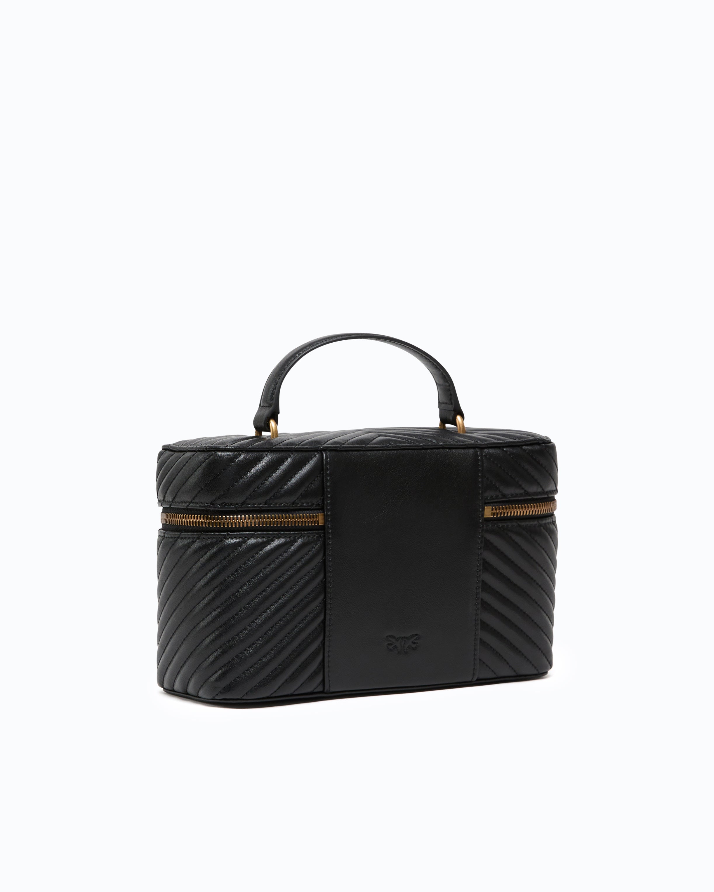 Pinko Vanity Case kosmetyczka skórzana czarna pikowana