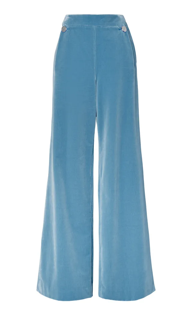 Temperley London Clove spodnie welurowe Ice Blue