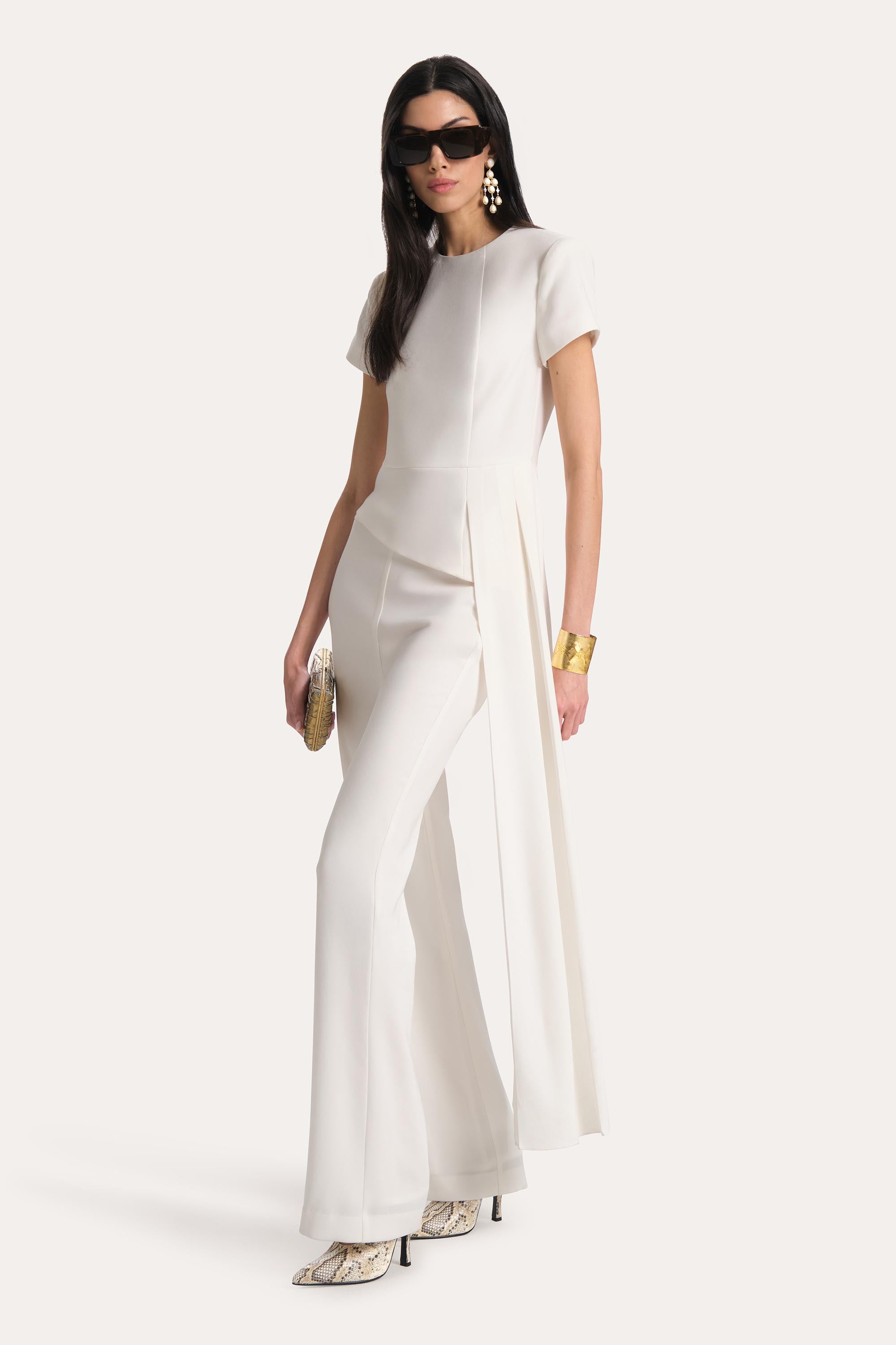 Elie Tahari Olivia Slim Pant spodnie jasne wąskie